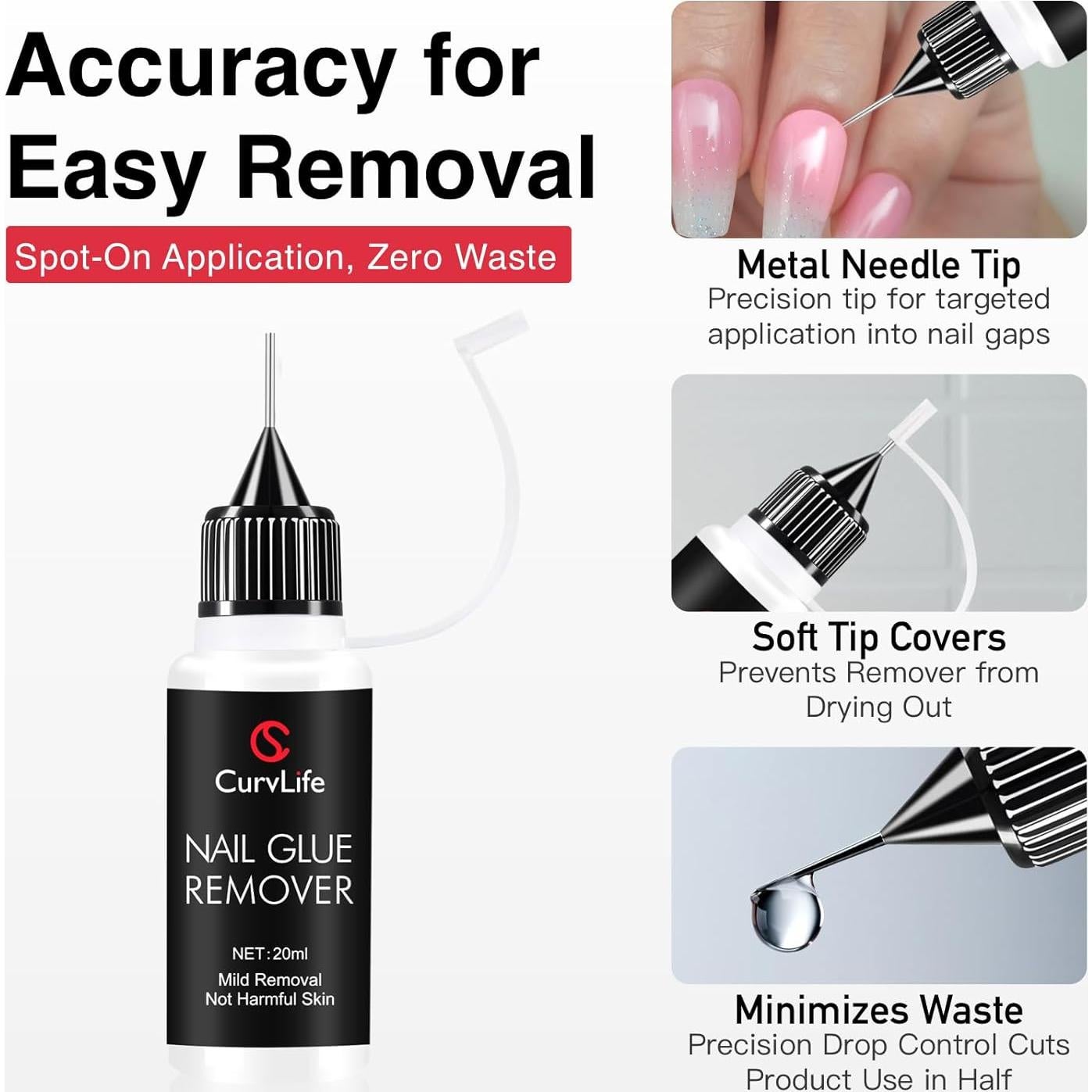 Removedor de Pegamento para Uñas Curvlife 20ml Sin Acetona