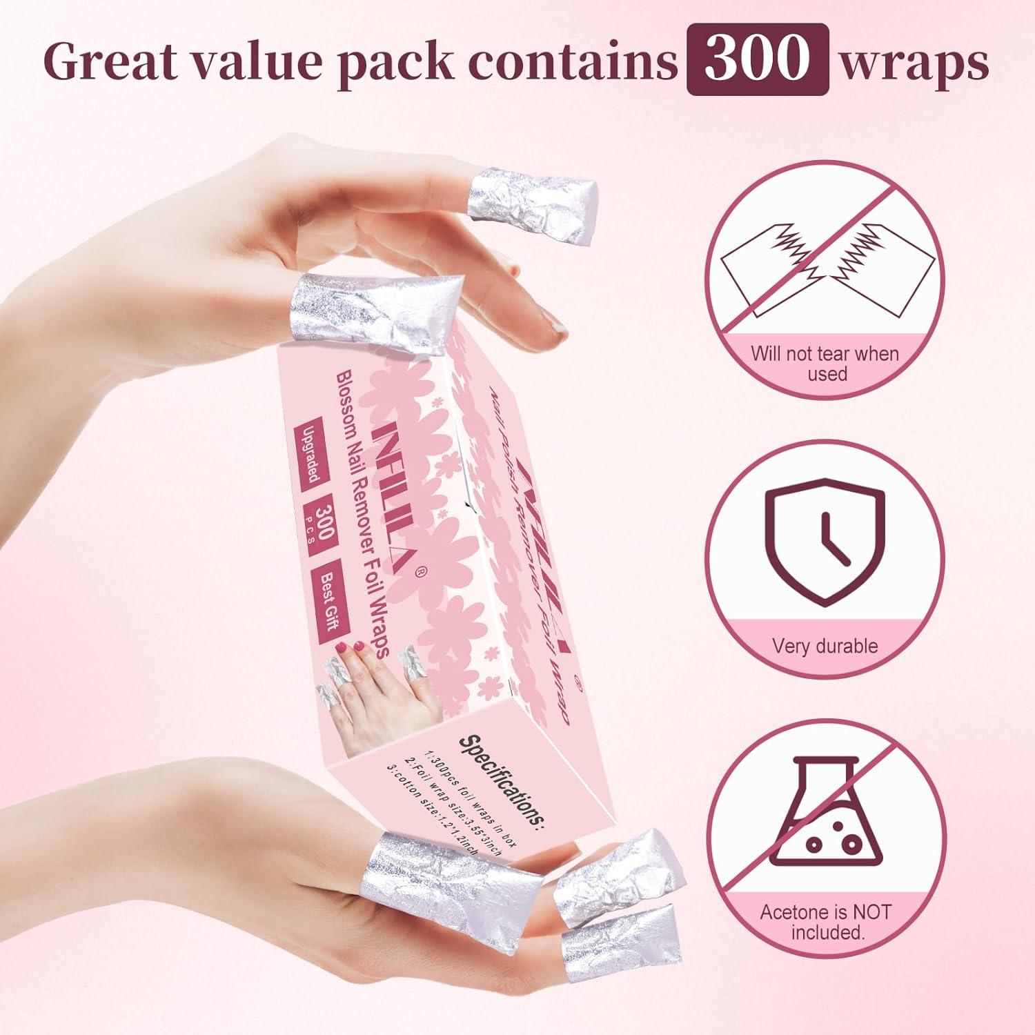 Envolturas de Papel de Aluminio NXJ INFILILA 300PCS para Quitar Esmalte