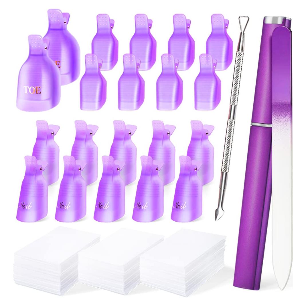 Kit de herramientas para quitar esmalte de gel SP - 20 clips, 120 almohadillas
