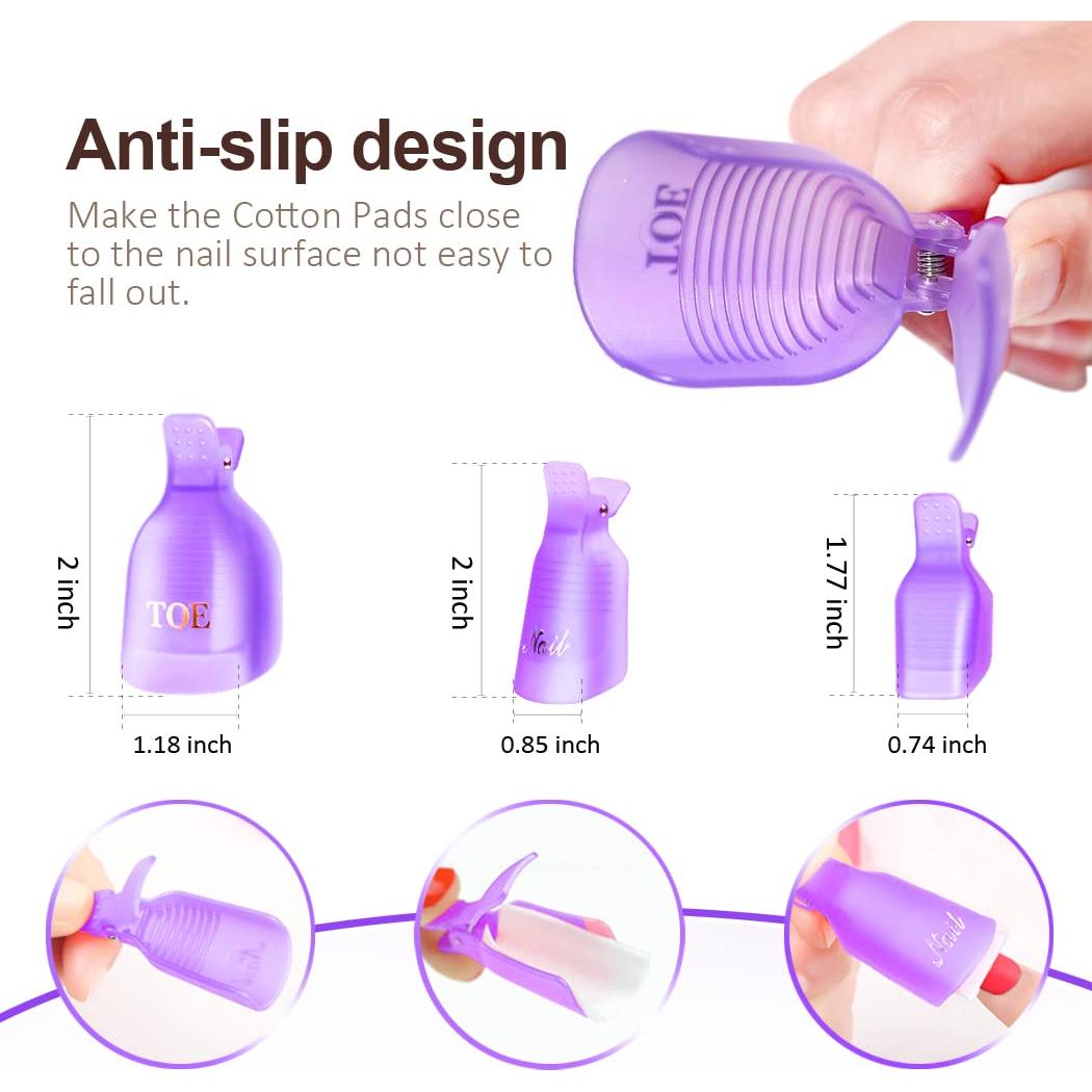 Kit de herramientas para quitar esmalte de gel SP - 20 clips, 120 almohadillas