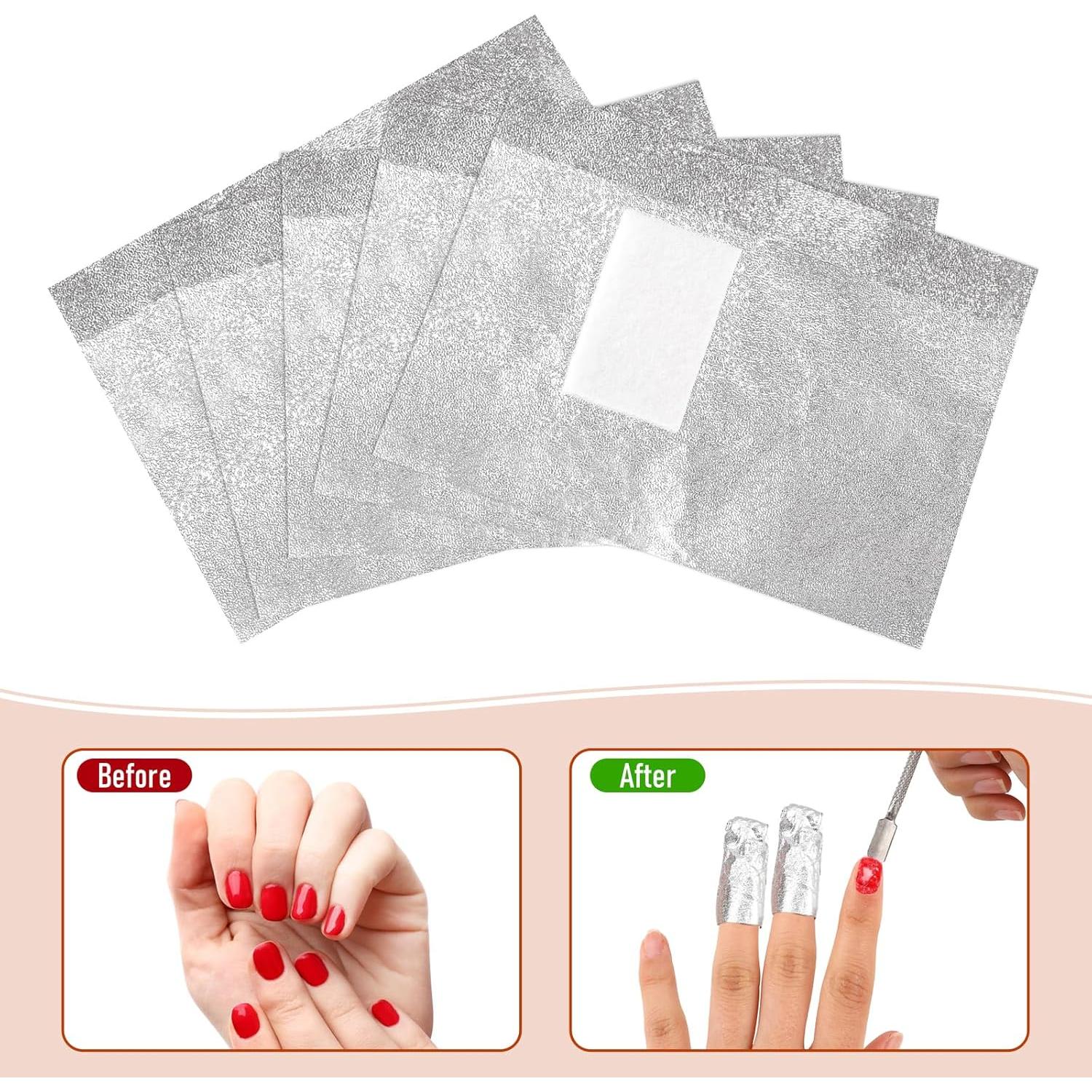 100 Envolturas de Papel de Aluminio para Uñas MOZEAT 9x6.5cm