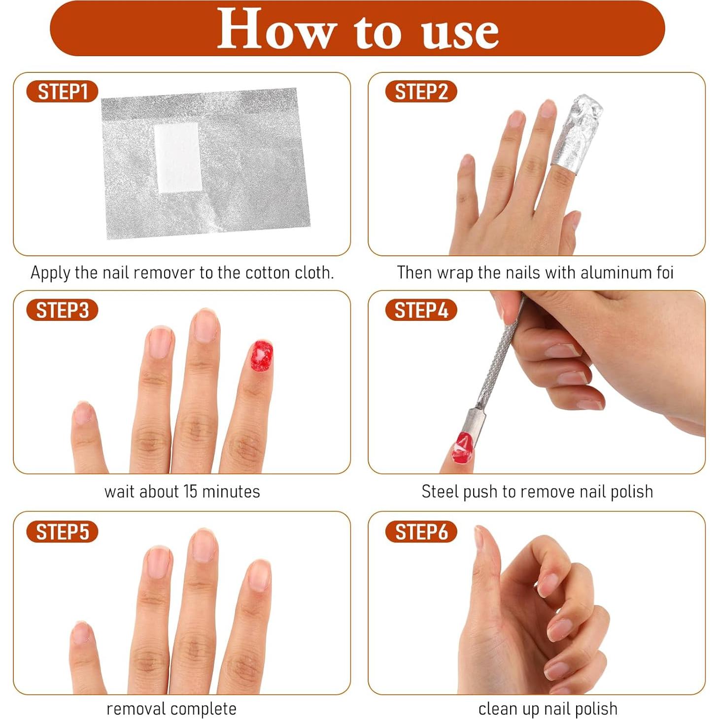 100 Envolturas de Papel de Aluminio para Uñas MOZEAT 9x6.5cm