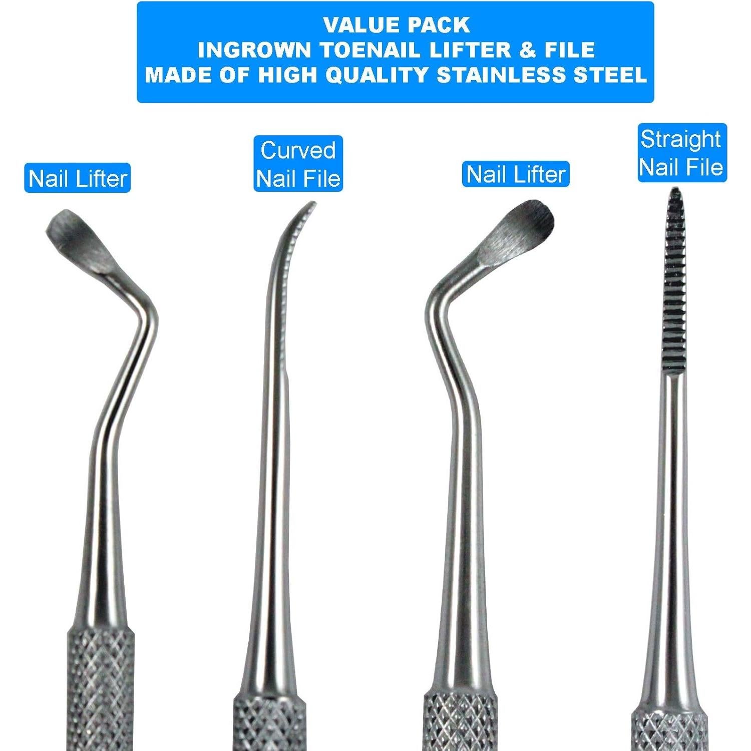 Kit de Cuidado de Uñas Krisp - Herramientas de Acero Inoxidable