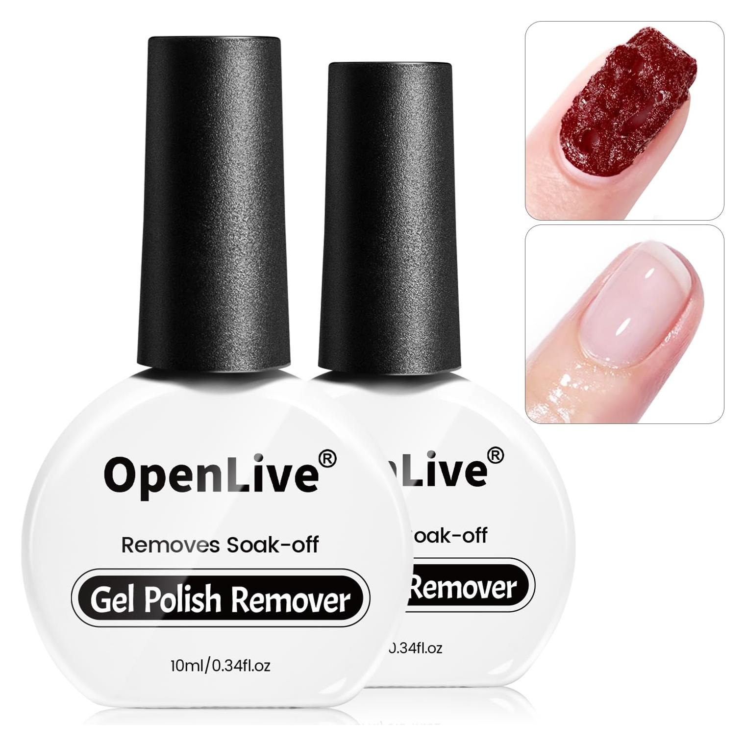 Removedor de Gel para Uñas OpenLive 2 Botellas 10ml Rápido