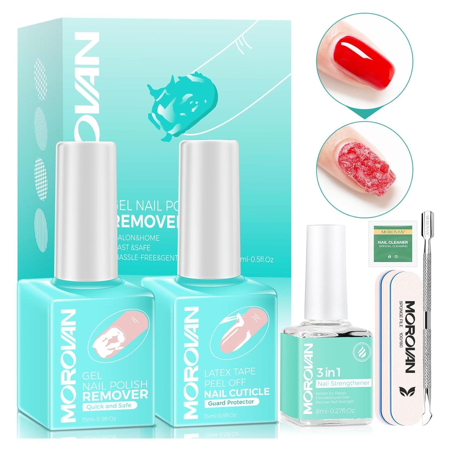Kit Removedor Esmalte Gel Morovan 15ml + Endurecedor 8ml