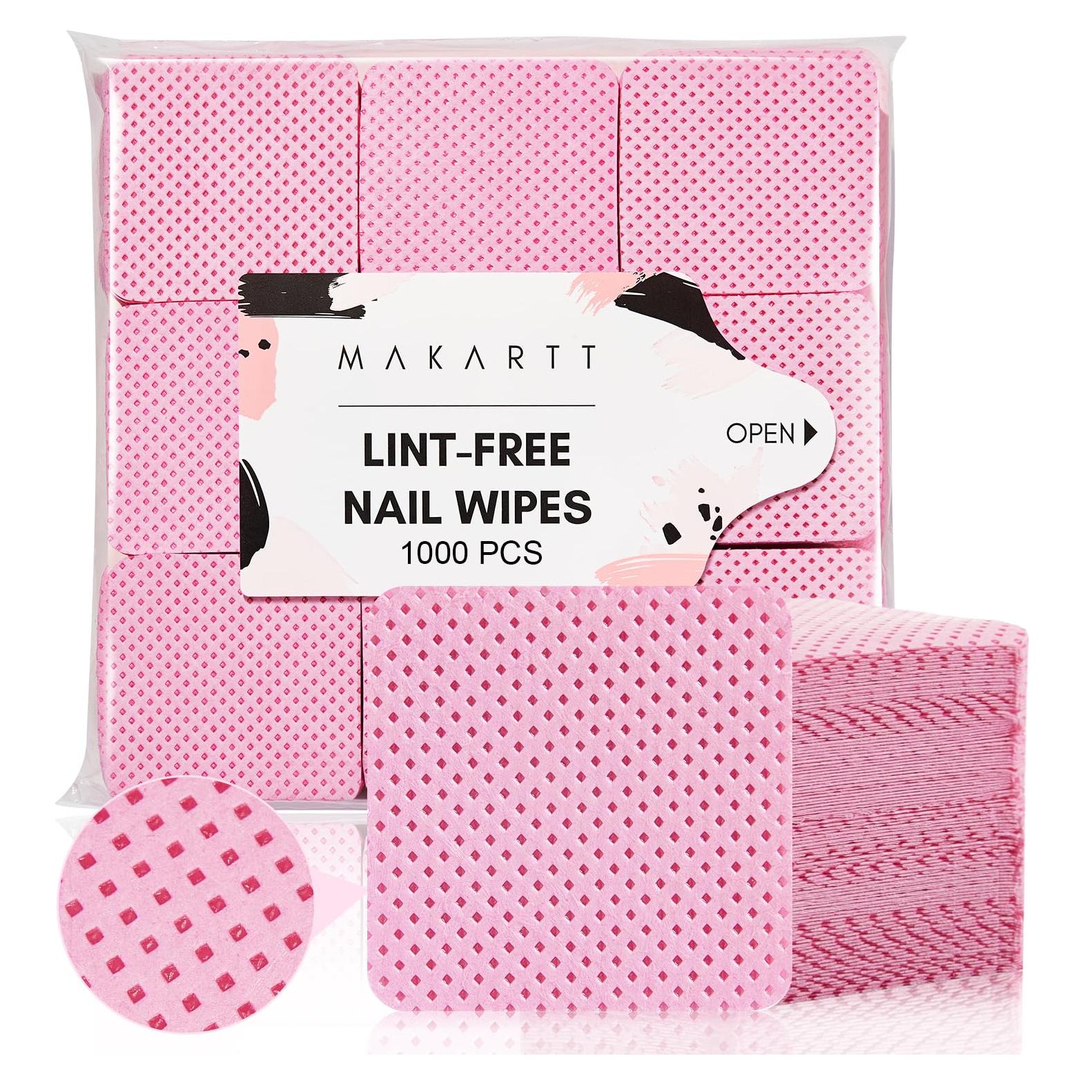 Toallitas Libres de Pelusa Makartt 1000PCS Rosa para Uñas