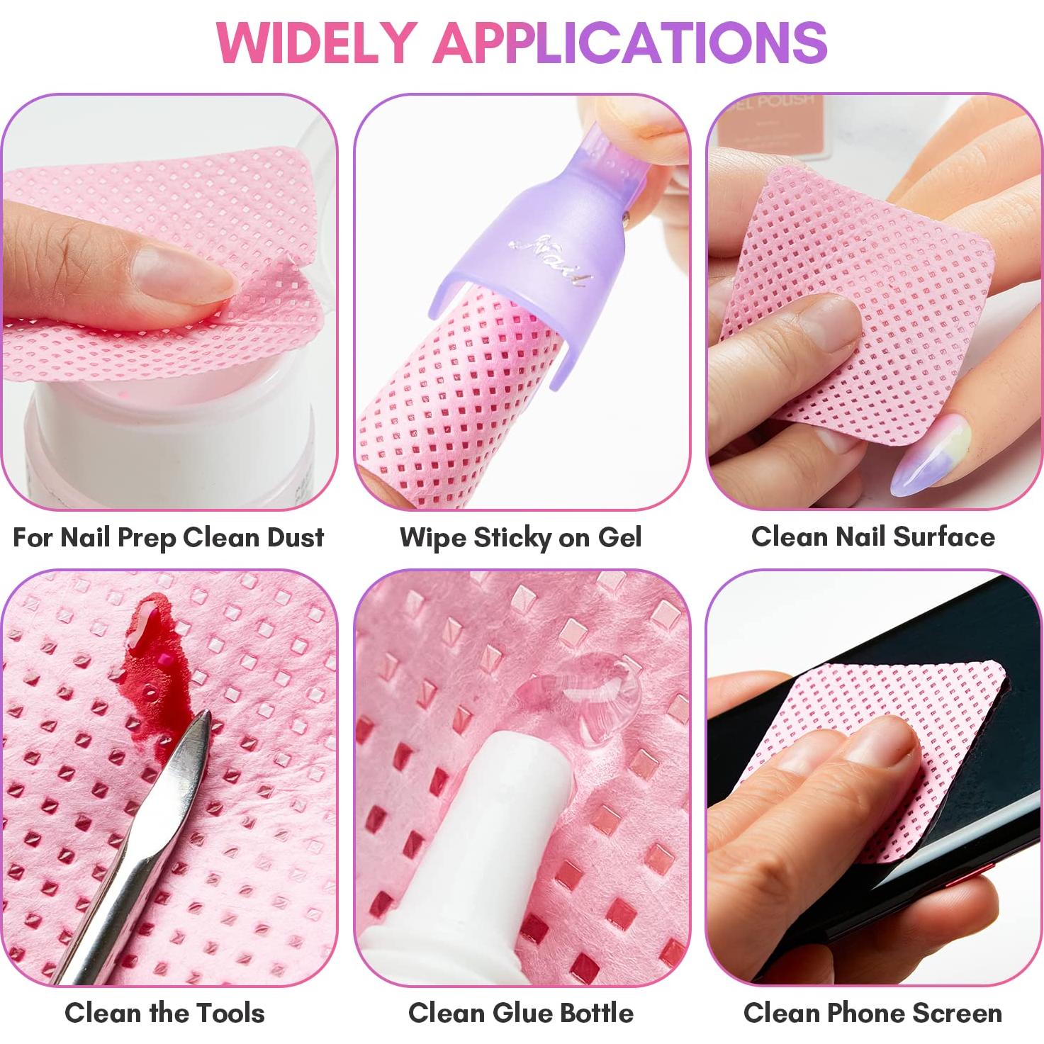 Toallitas Libres de Pelusa Makartt 1000PCS Rosa para Uñas