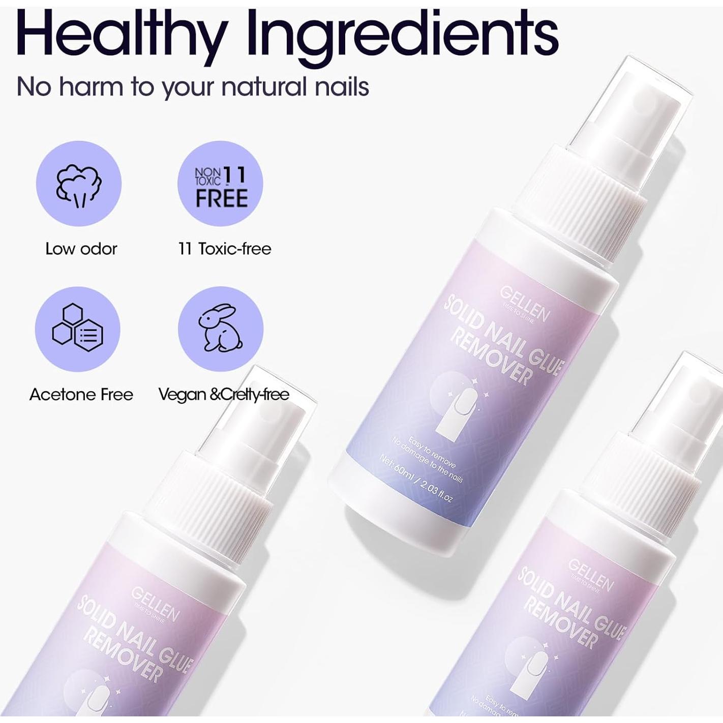 Removedor de Pegamento para Uñas Gellen 60ml Libre de Acetona