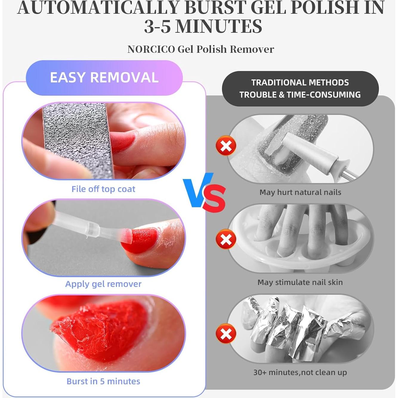 Kit Removedor de Esmalte de Uñas en Gel NORCICO 15ml x2