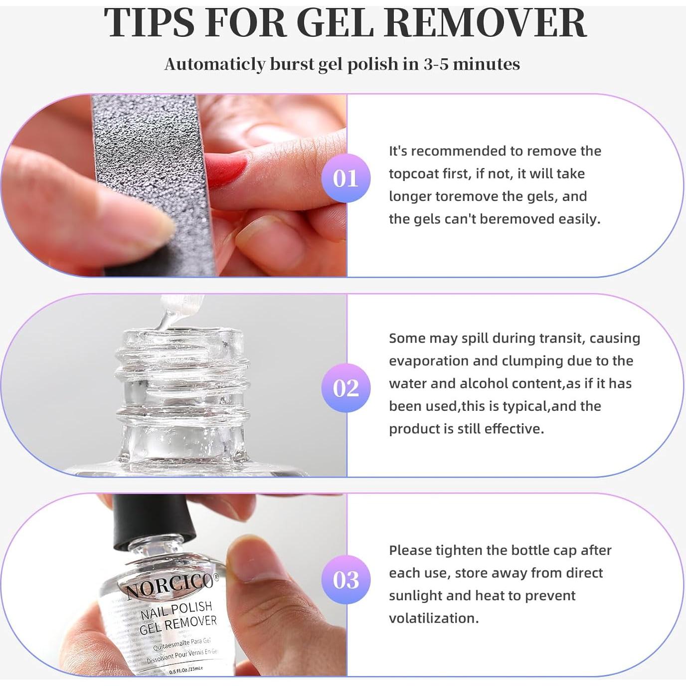 Kit Removedor de Esmalte de Uñas en Gel NORCICO 15ml x2