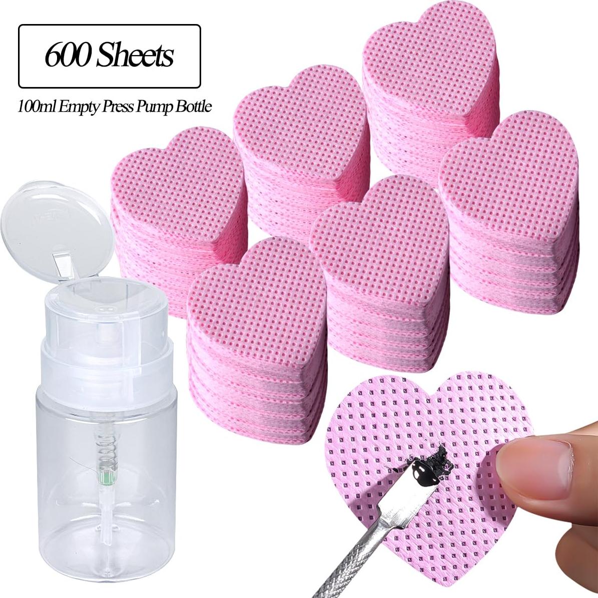 600 Toallitas para Uñas Sin Pelusa + Dispensador Acetona 100ml