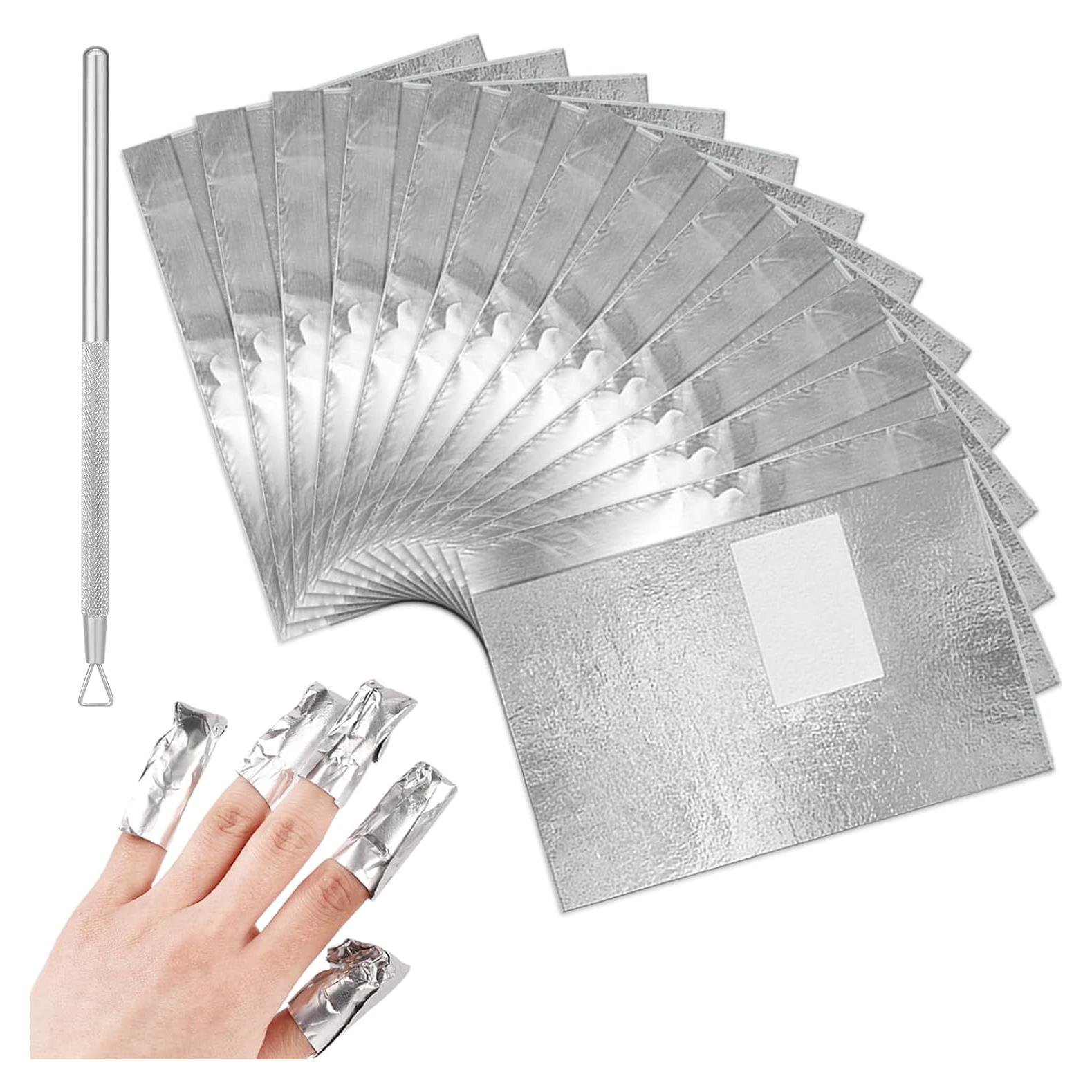 100 Envolturas de Papel de Aluminio Sliverdew para Quitar Esmalte