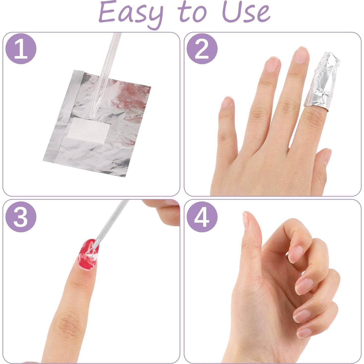 100 Envolturas de Papel de Aluminio Sliverdew para Quitar Esmalte