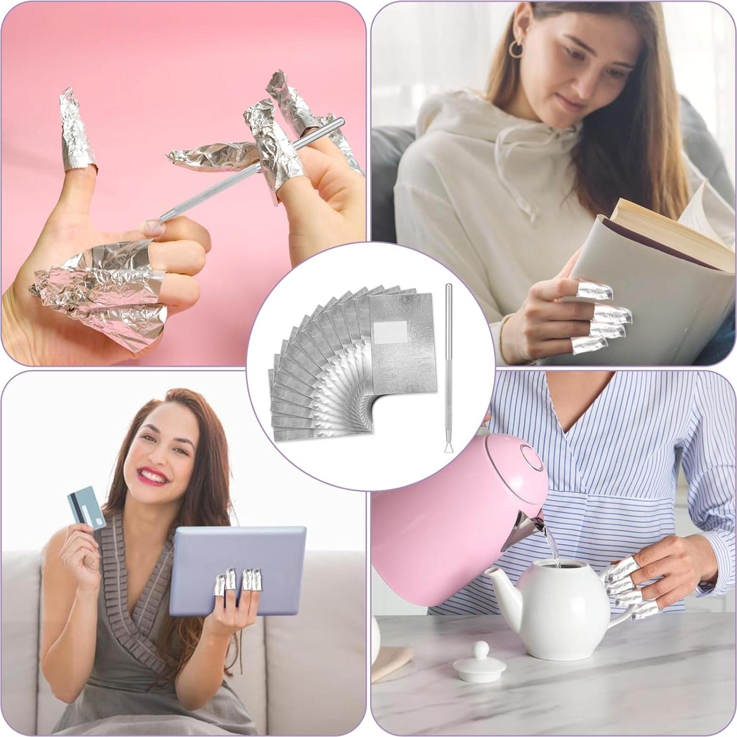 100 Envolturas de Papel de Aluminio Sliverdew para Quitar Esmalte