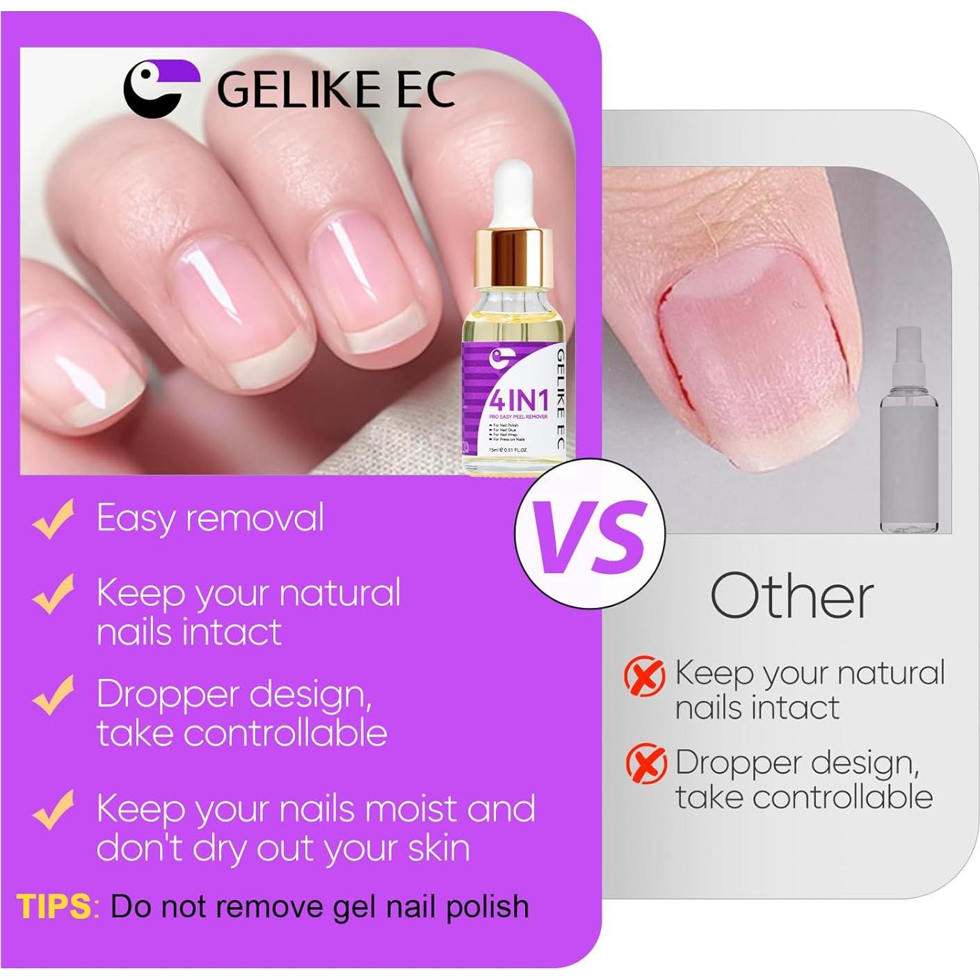 Removedor de Uñas Suave 4 en 1 Gelike EC 15ml - Sin Acetona