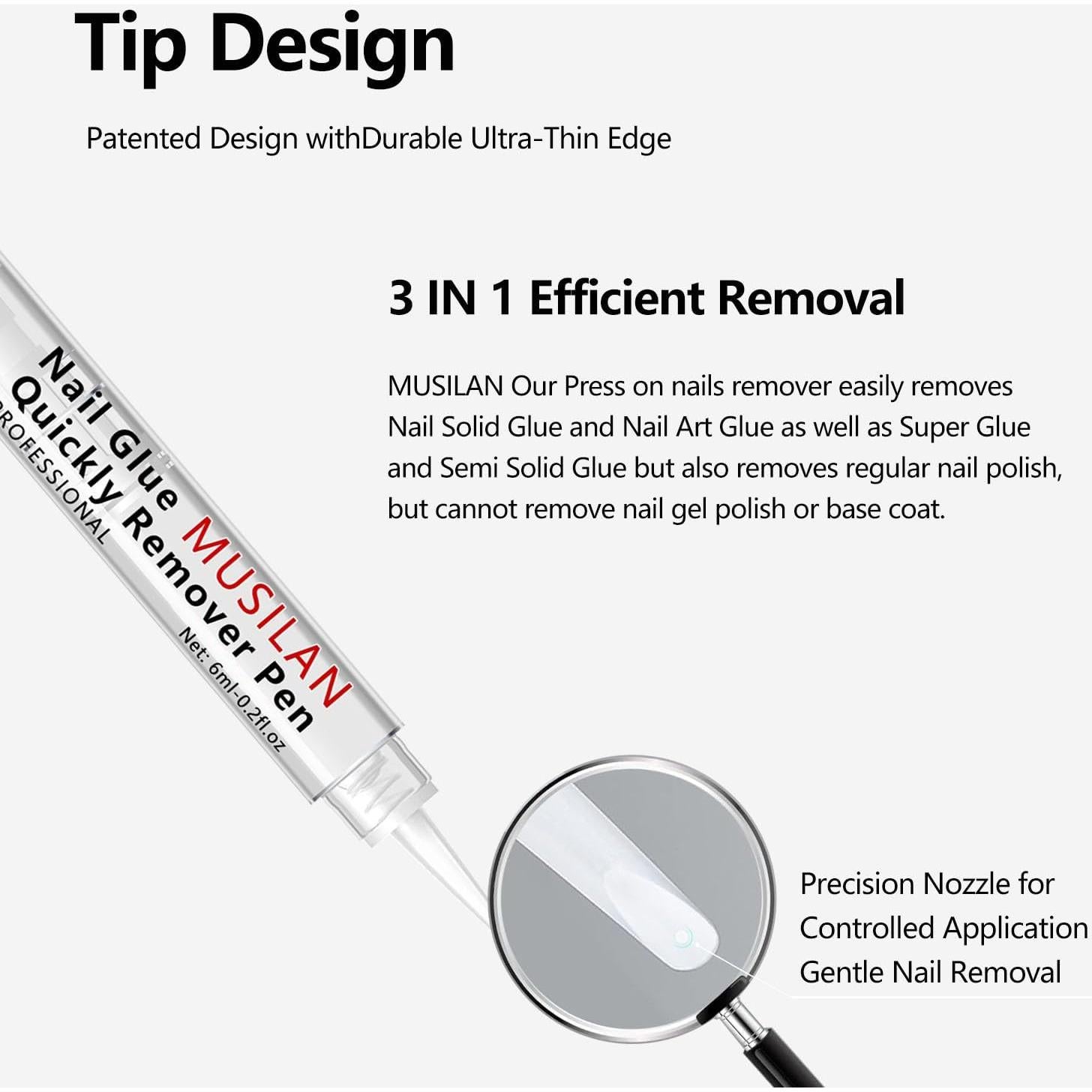 Removedor de Pegamento para Uñas MUSILAN 3 en 1 6ml