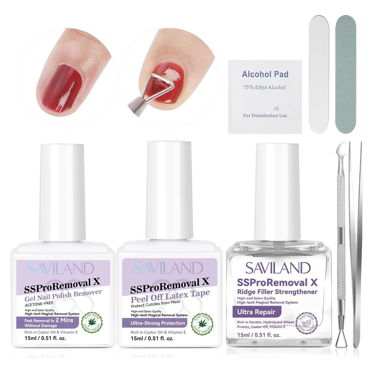 Kit Removedor de Esmalte en Gel 3 en 1 Saviland 8 PCS