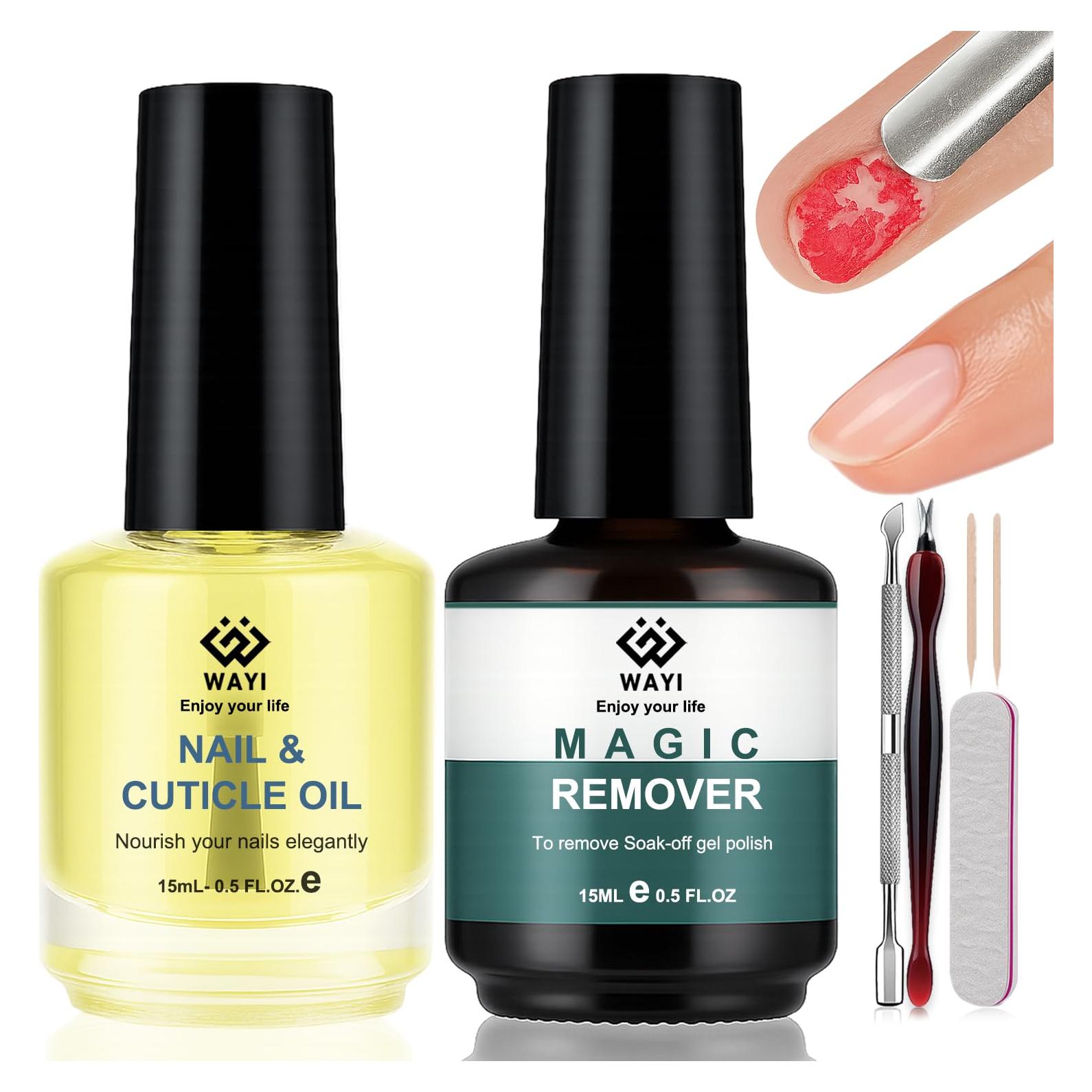 Kit Quitacutículas Mágico WAYI 15ml + Aceite Nutritivo 15ml