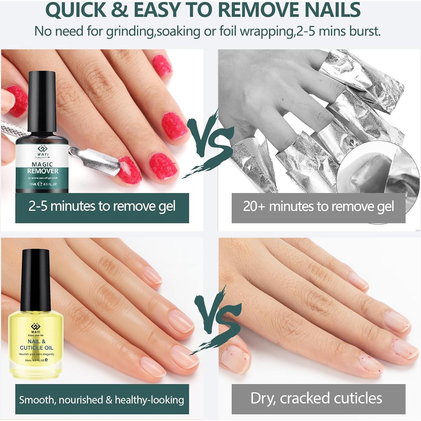 Kit Quitacutículas Mágico WAYI 15ml + Aceite Nutritivo 15ml