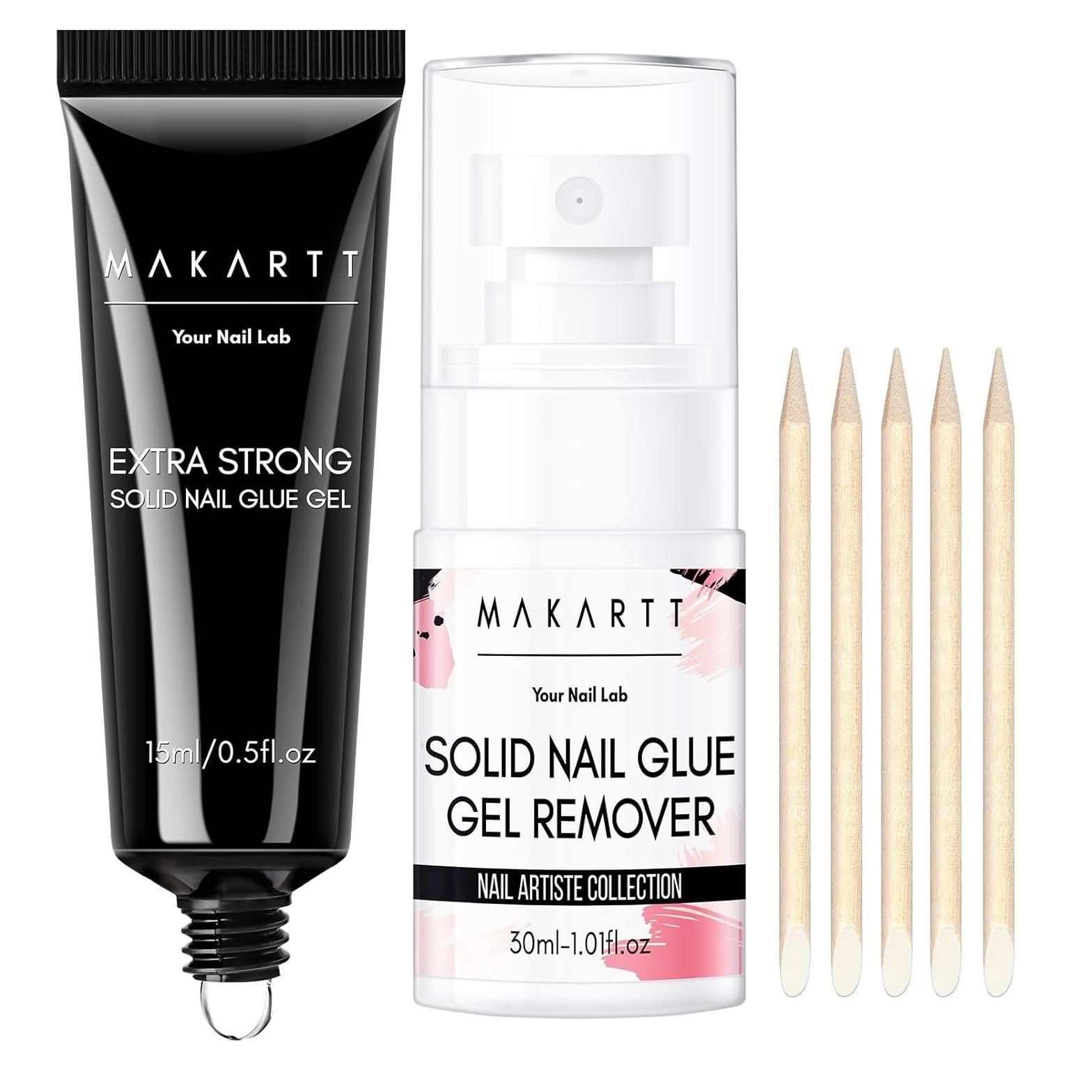 Kit de Pegamento y Removedor de Uñas Makartt 30ml Sólido Fuerte