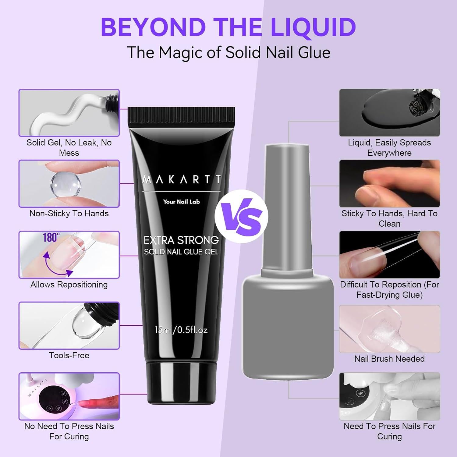 Kit de Pegamento y Removedor de Uñas Makartt 30ml Sólido Fuerte