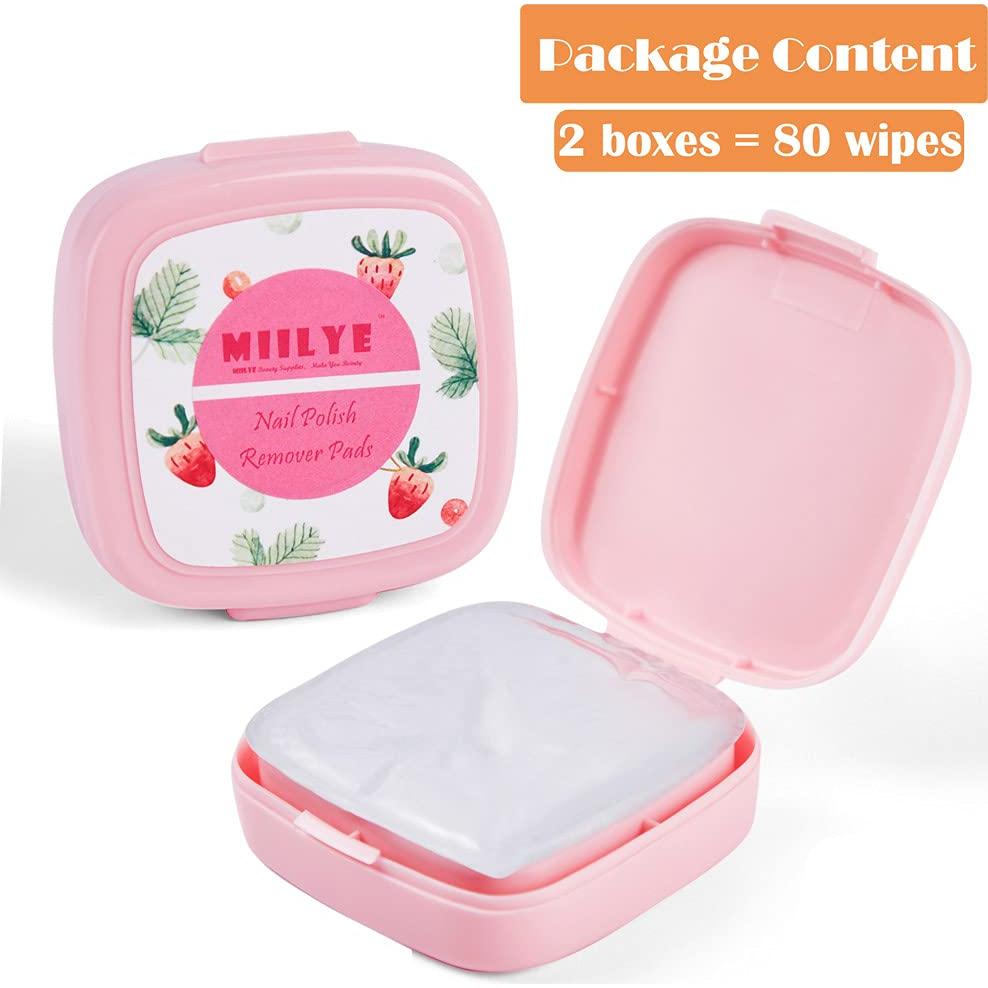 80 Toallitas Removedoras de Esmalte MIILYE - Sin Acetona