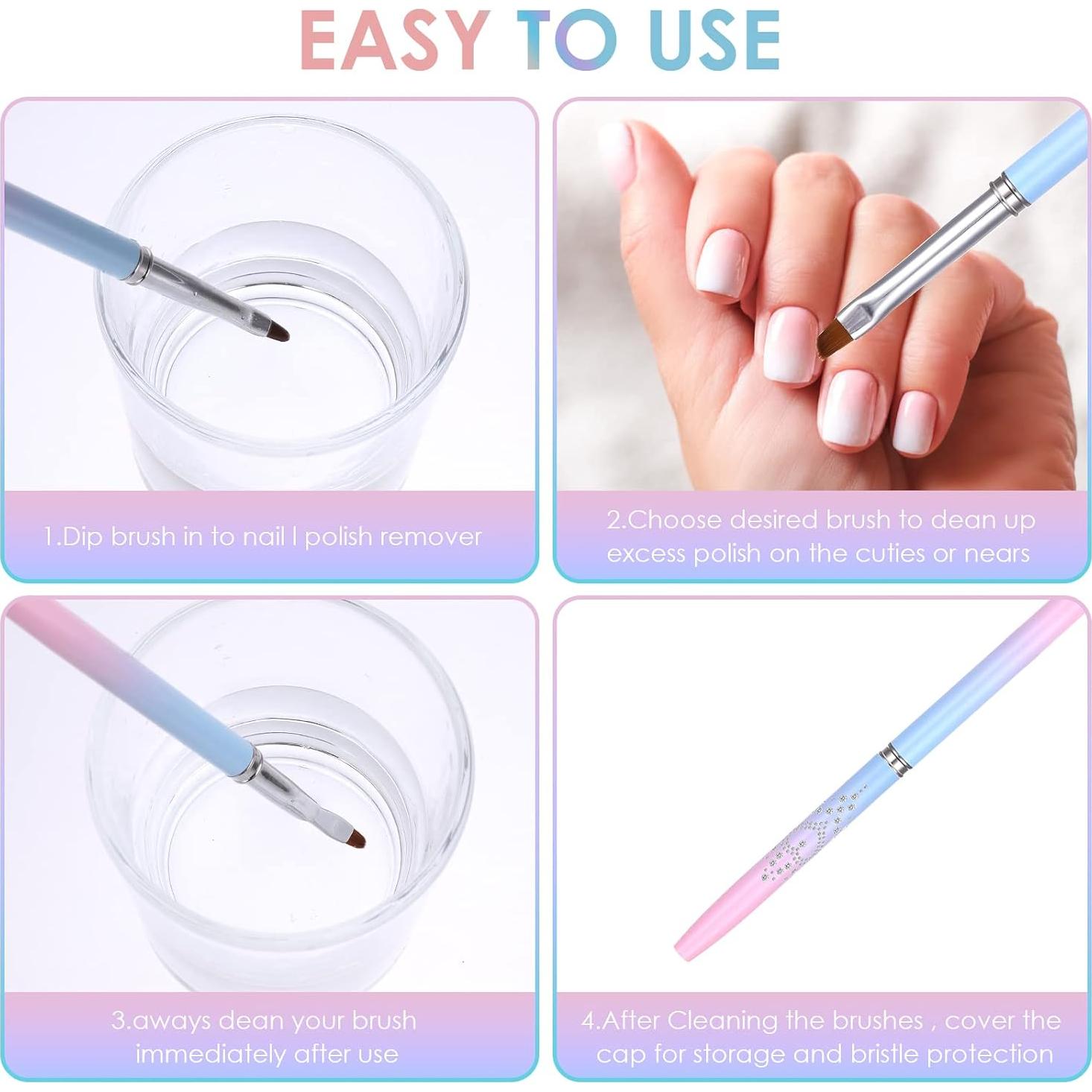 Pinceles Limpiadores de Esmalte de Uñas Cobee 2PCS - Redondo y Angulado