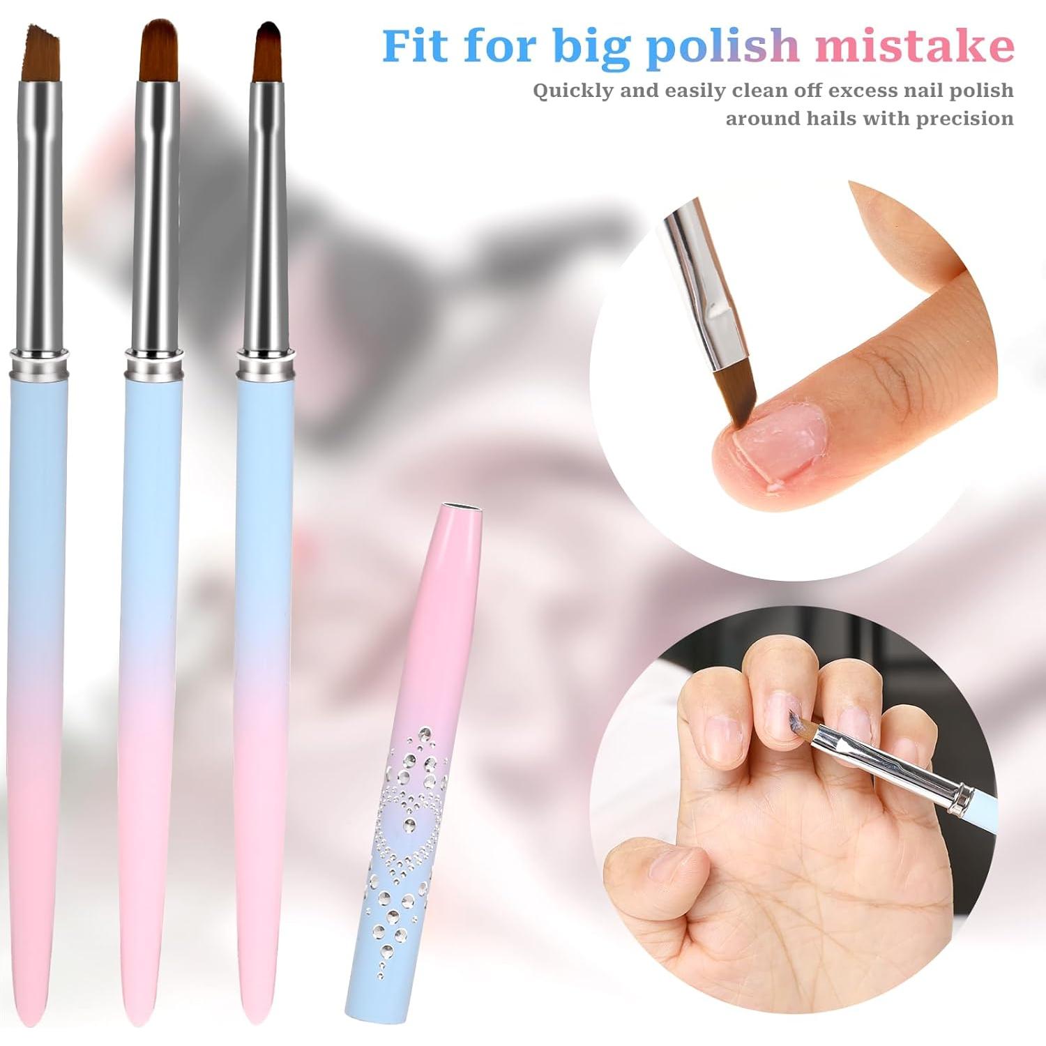 Juego de 3 Pinceles para Limpiar Esmalte de Uñas Sliverdew