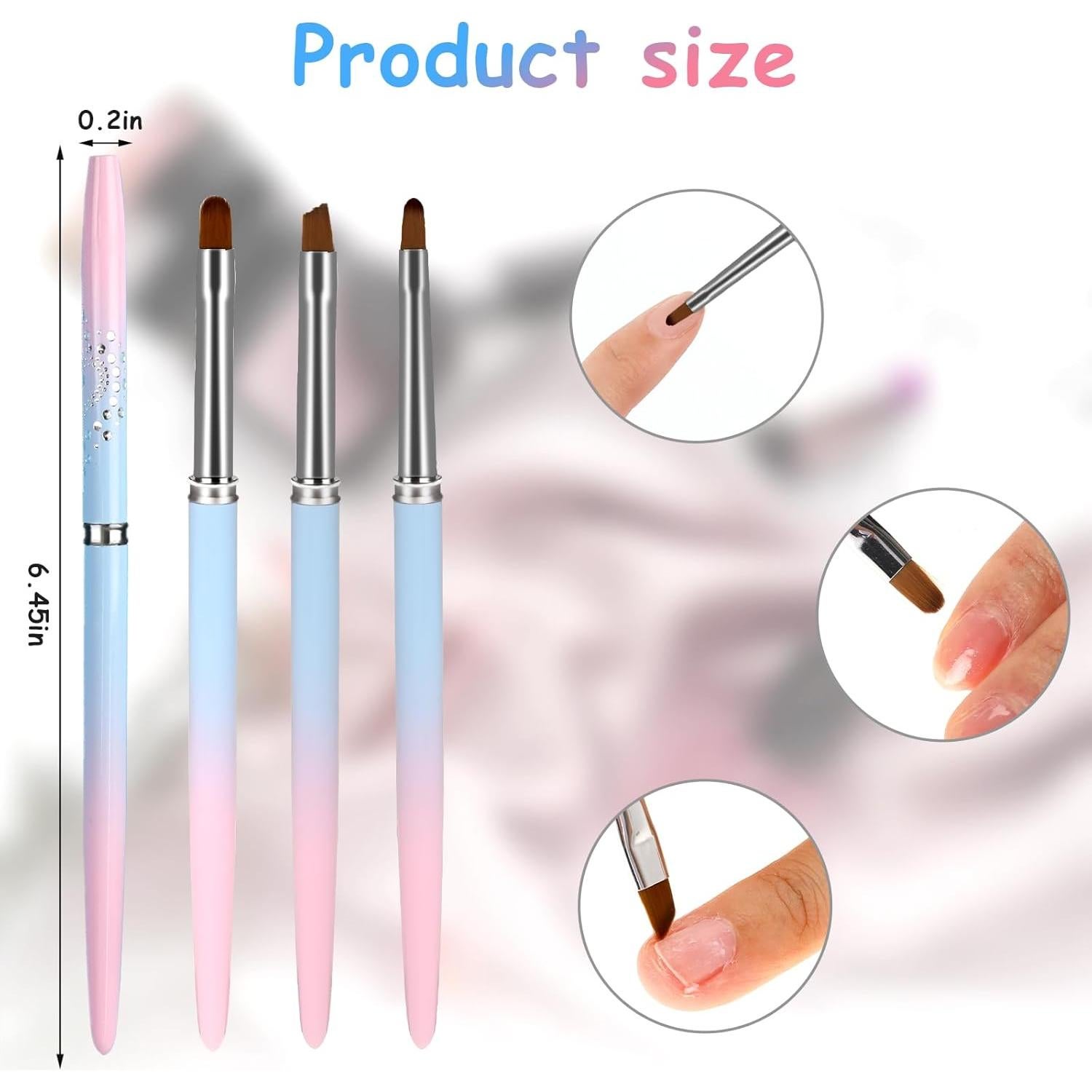 Juego de 3 Pinceles para Limpiar Esmalte de Uñas Sliverdew