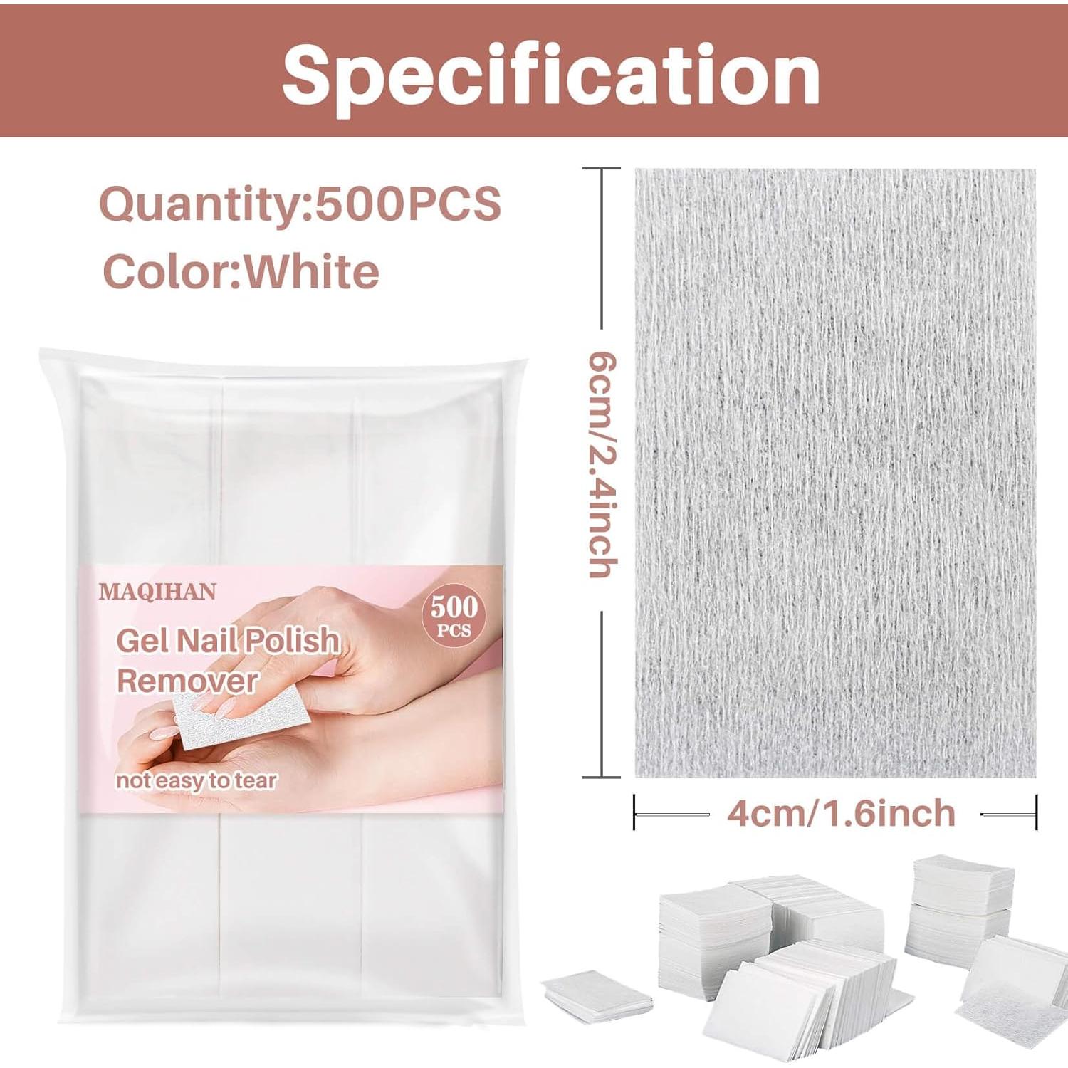 500 Almohadillas Removedoras de Esmalte MAQIHAN 4x6cm Algodón