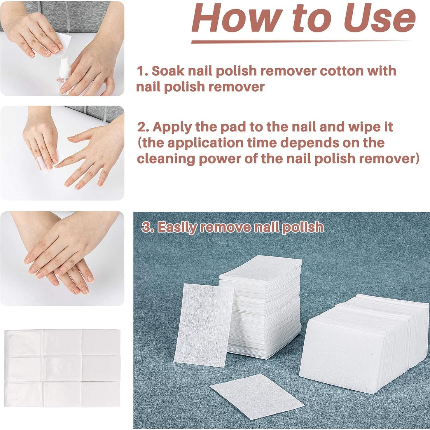 500 Almohadillas Removedoras de Esmalte MAQIHAN 4x6cm Algodón