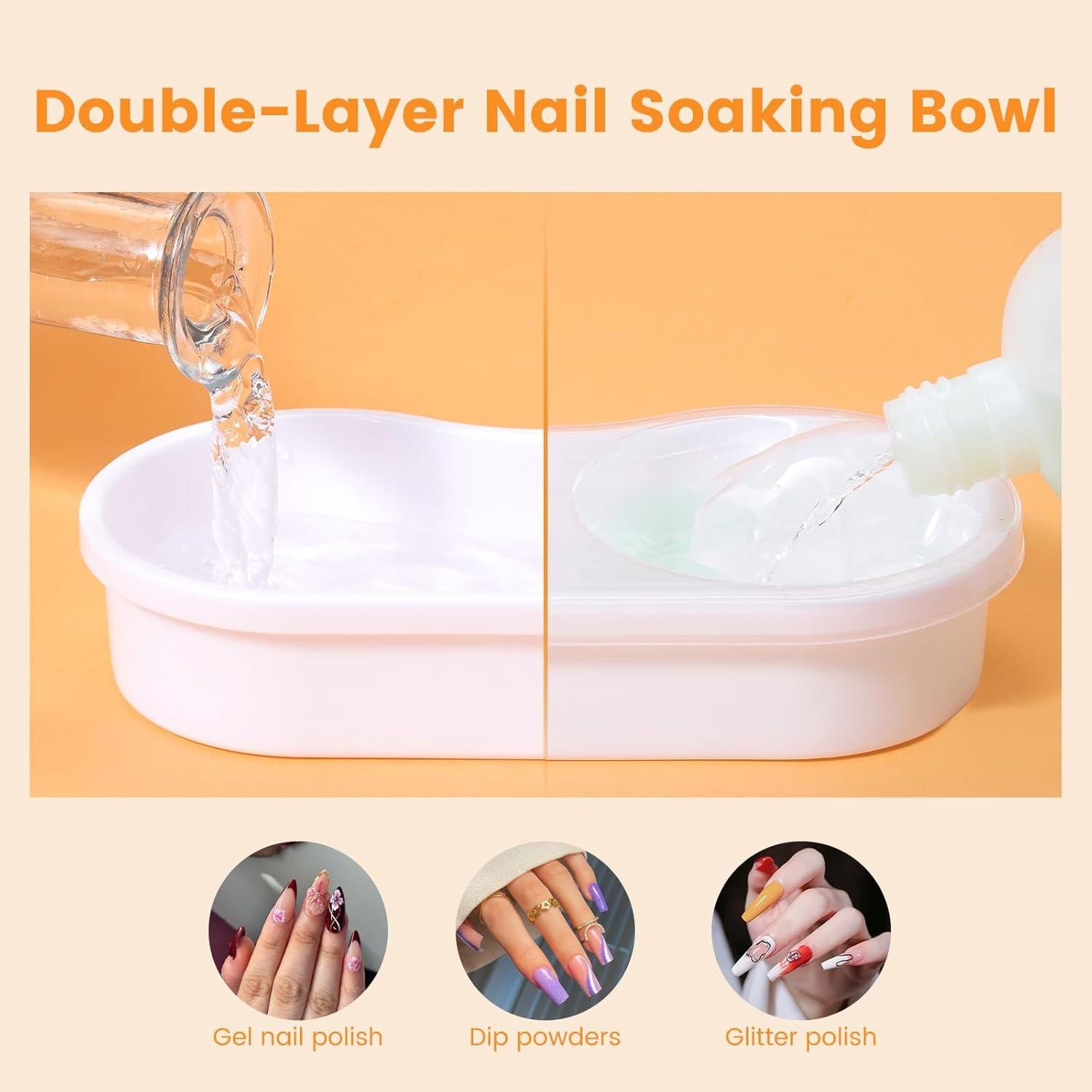 Tazón de Remojo de Uñas Dual Rosiour - Blanco, Ergonomía y Eficiencia