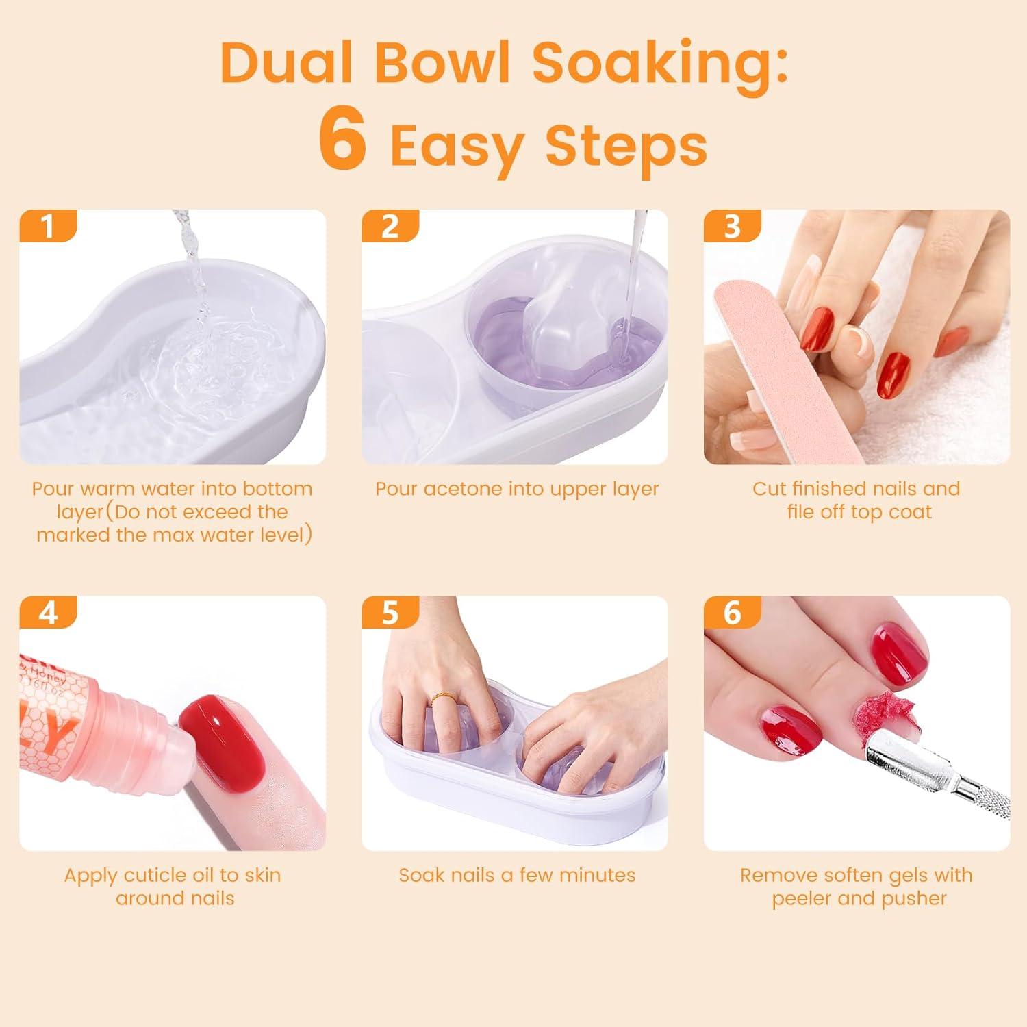 Tazón de Remojo de Uñas Dual Rosiour - Blanco, Ergonomía y Eficiencia