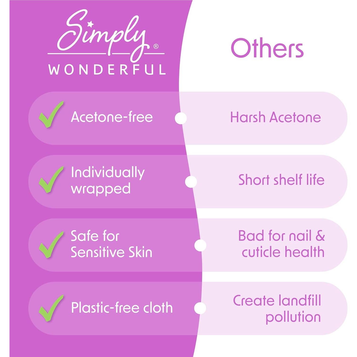 Toallitas Desmaquillantes Simply Wonderful Sin Acetona 20 Unidades