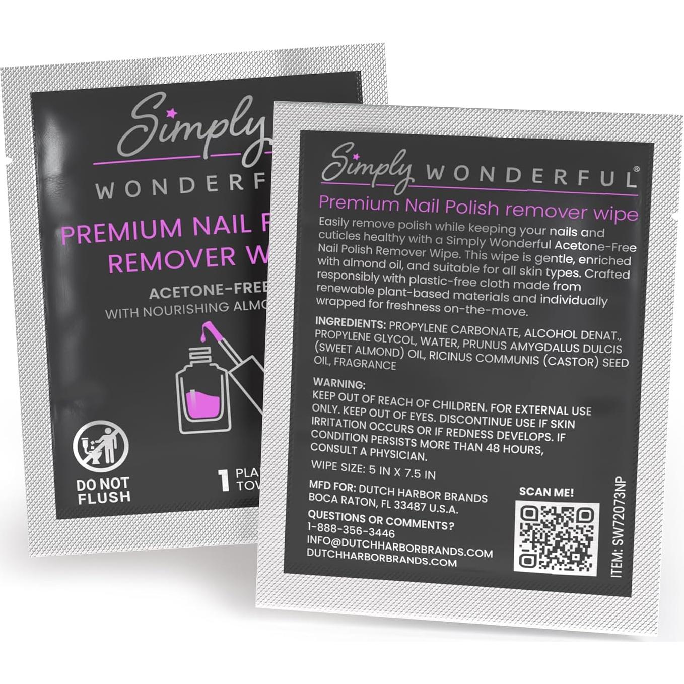 Toallitas Desmaquillantes Simply Wonderful Sin Acetona 20 Unidades