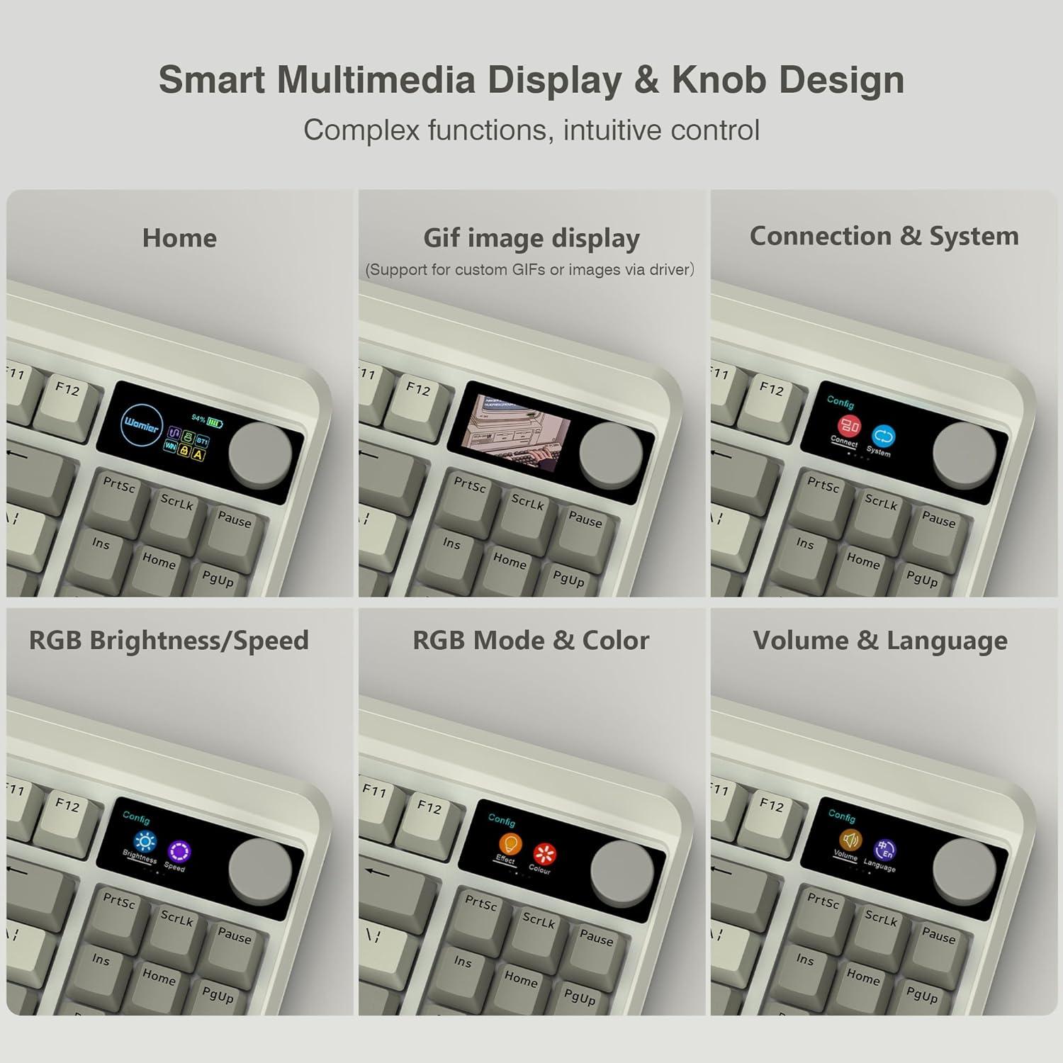 Teclado Gaming Womier M87 Pro Inalámbrico RGB 75% OLED