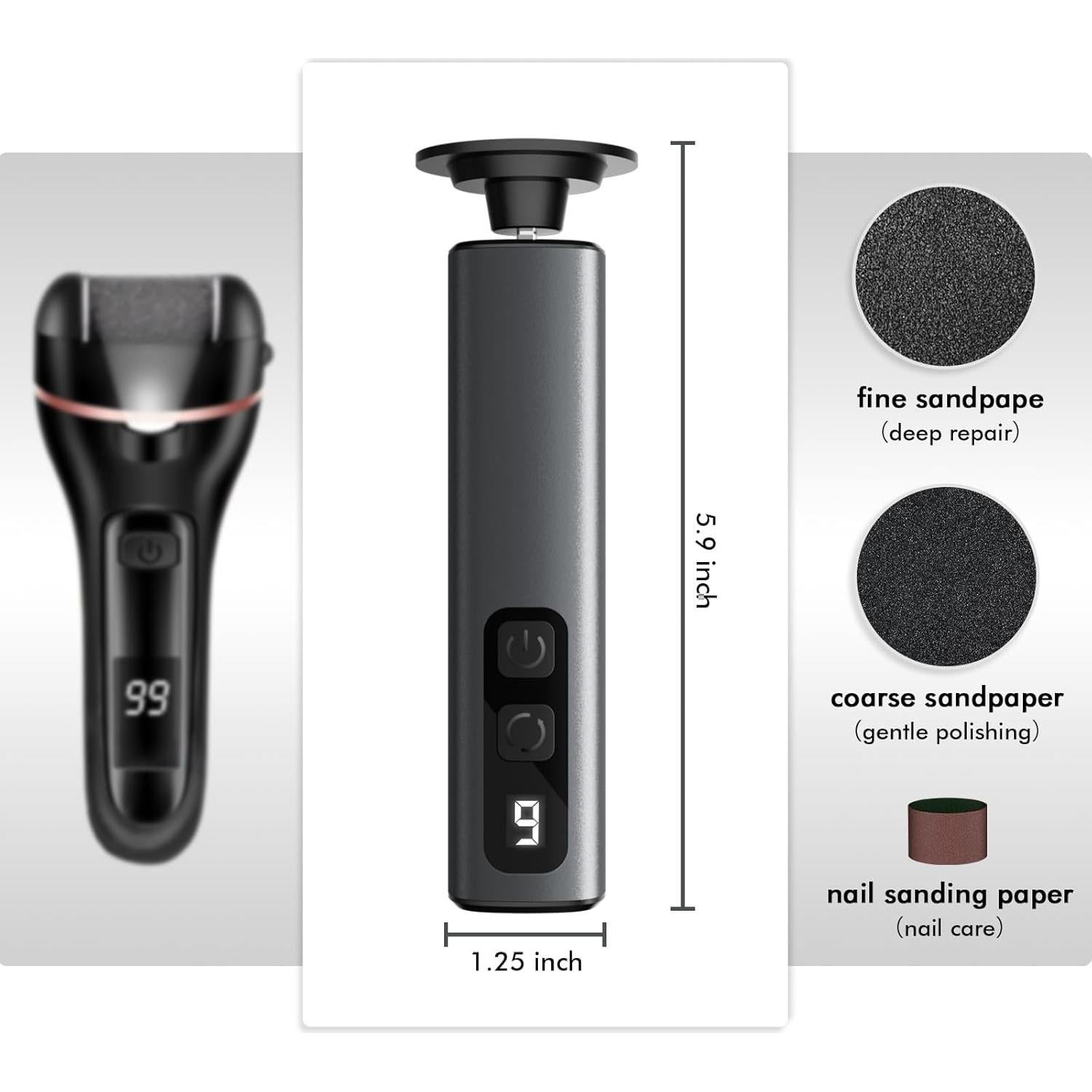 Removedor de Callos Eléctrico Waysse WS-FR10, 9 Velocidades