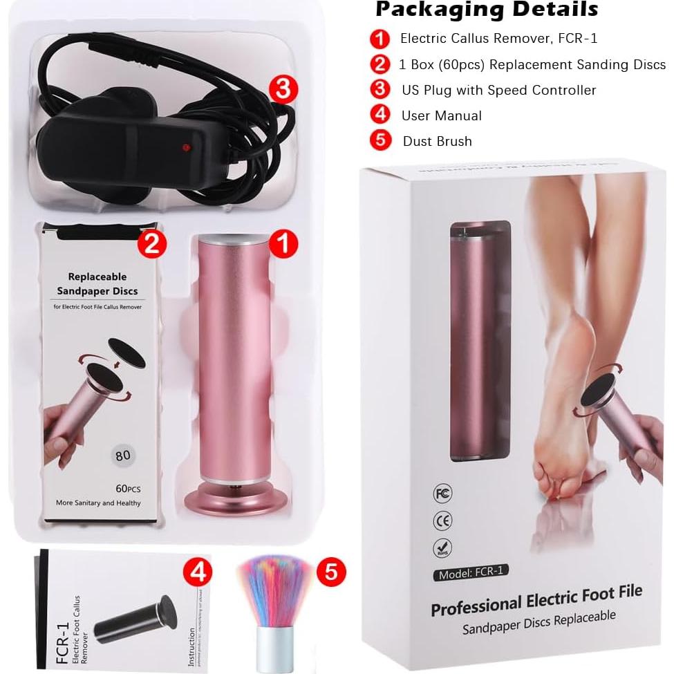 Removedor de Callos Eléctrico I.B.N Rosa con 60 Discos Lijadores