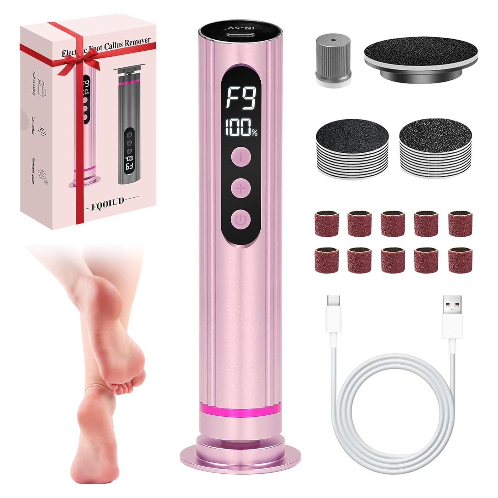 Removedor de Callos Eléctrico FQOIUD 2 en 1 Rosa 9 Velocidades