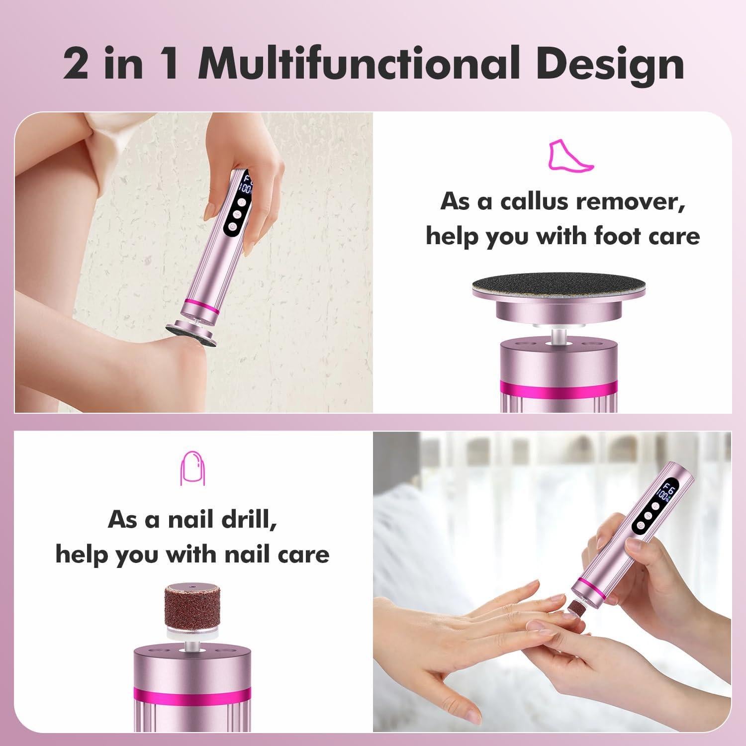 Removedor de Callos Eléctrico BevinMugford JC-202 2 en 1 Rosa