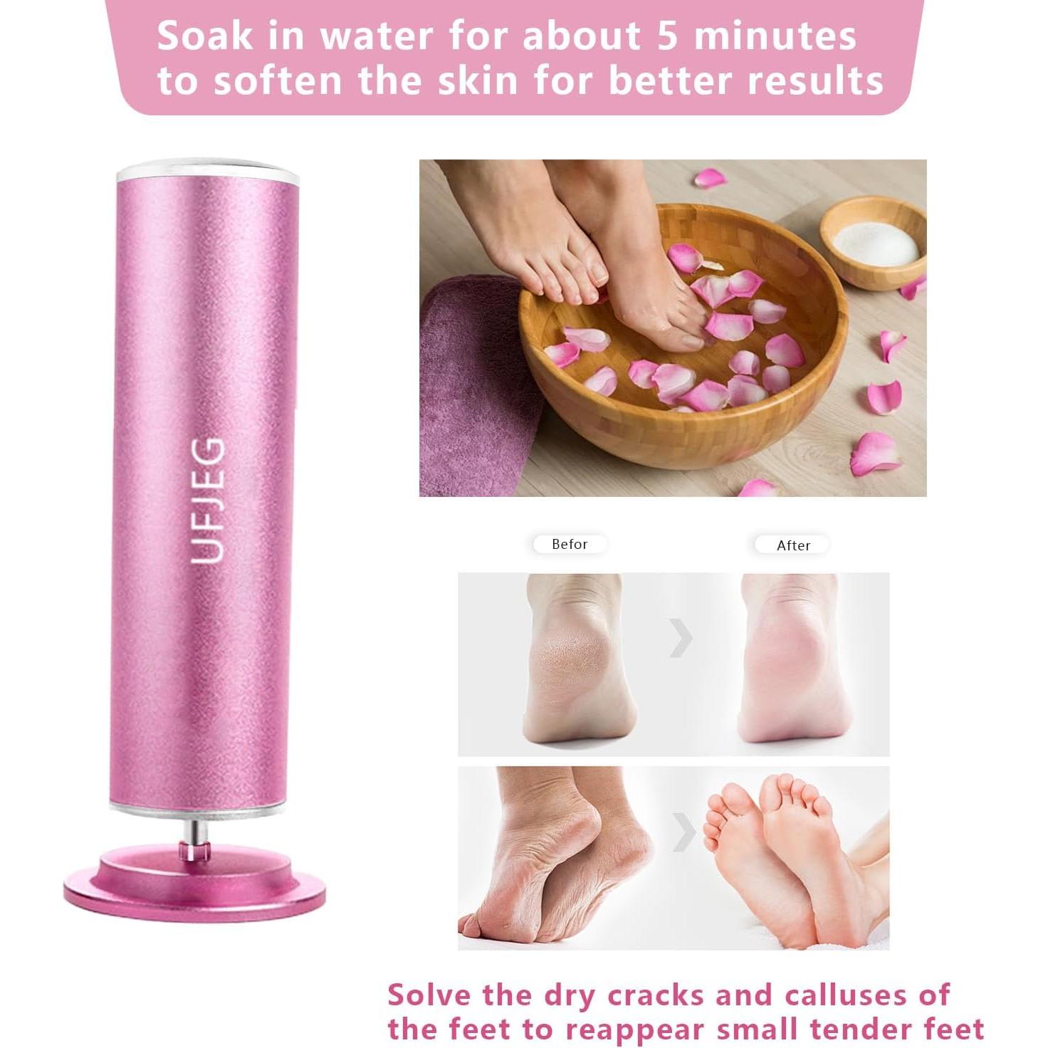 Removedor de Callos Eléctrico UFJEG Rosa Claro con 60 Piezas