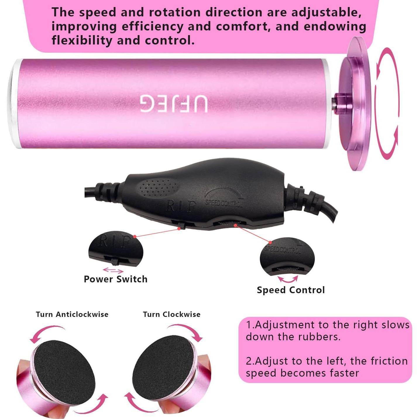 Removedor de Callos Eléctrico UFJEG Rosa Claro con 60 Piezas