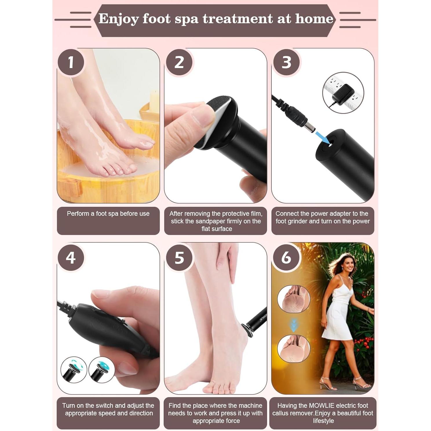 Removedor de Callos Eléctrico MOWLIE con 60 Discos de Lija