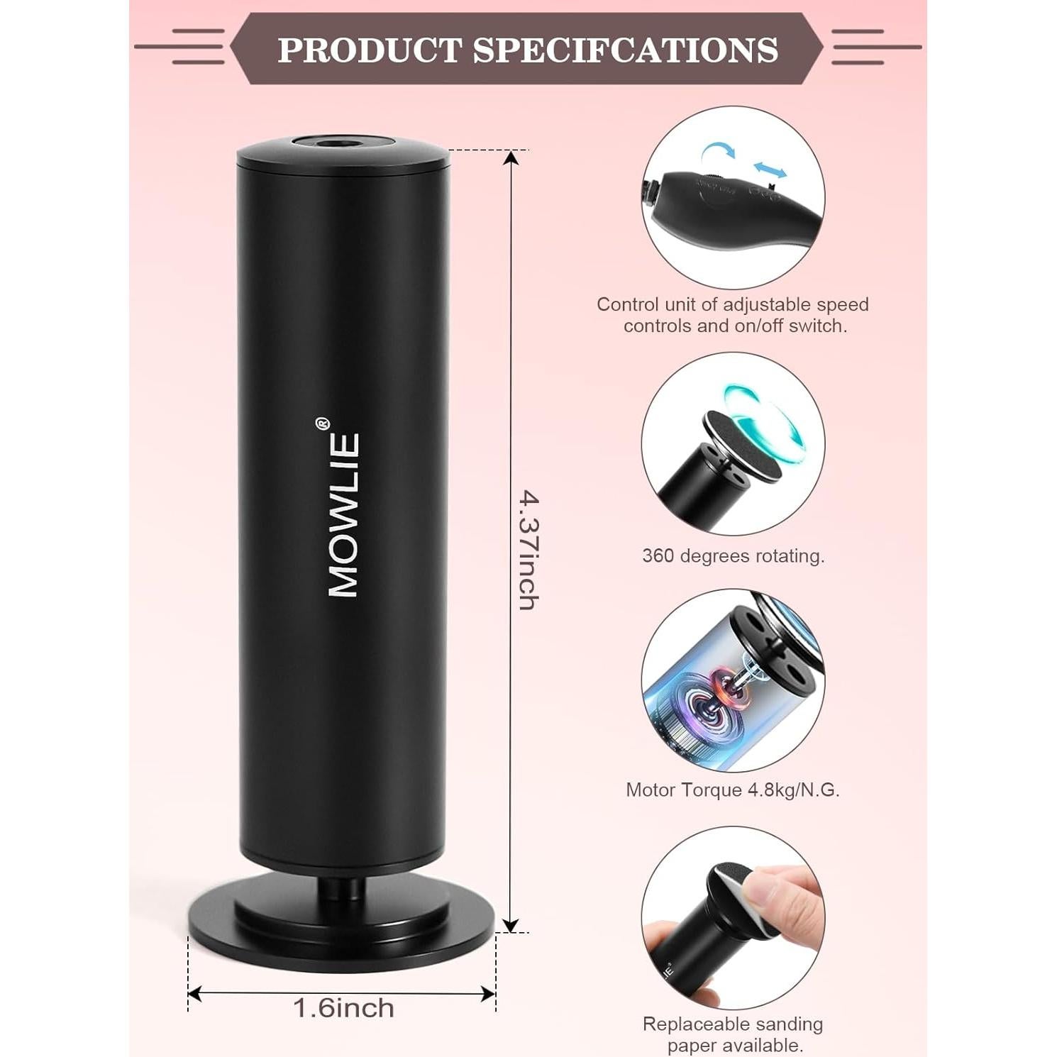 Removedor de Callos Eléctrico MOWLIE con 60 Discos de Lija