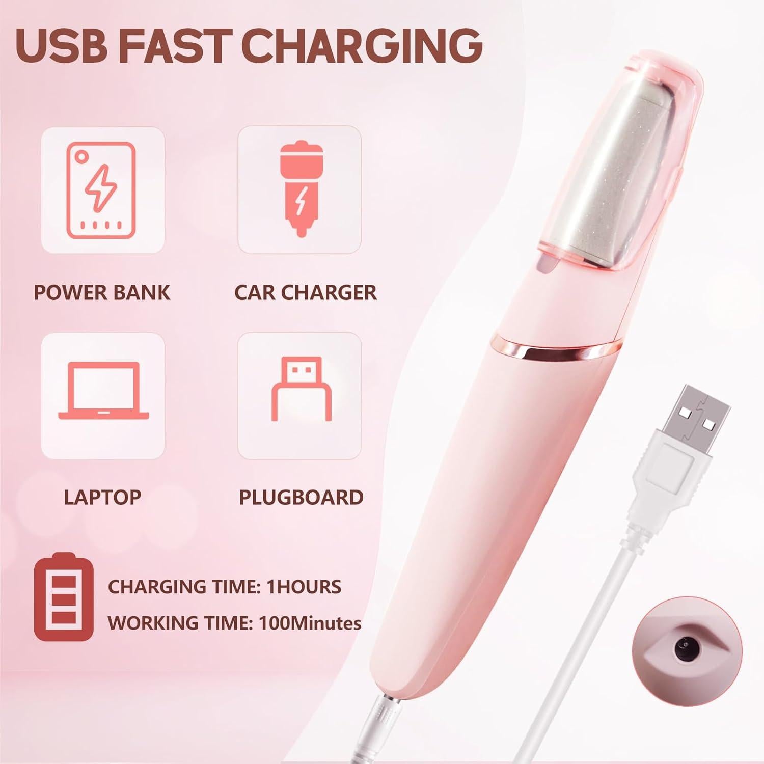 Removedor de Callos Eléctrico ZABOUL Varita de Pedicura Rosa