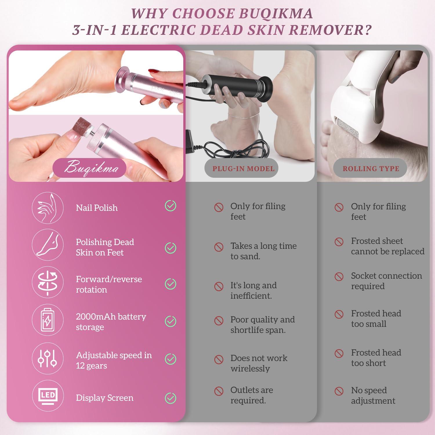 Removedor de Callos Eléctrico Buqikma 12 Velocidades Recargable