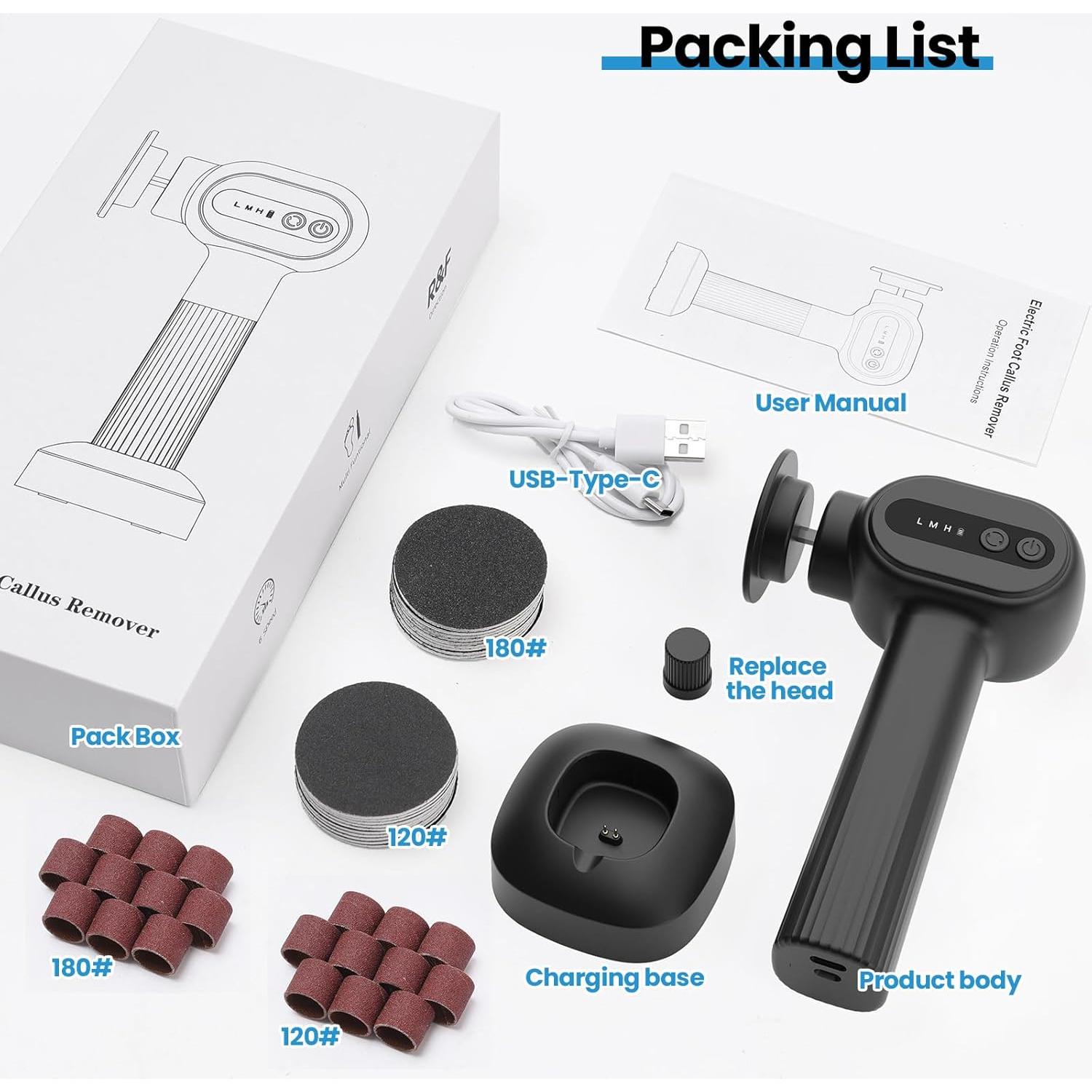 Removedor de Callos Eléctrico Mosthink 2 en 1 Inalámbrico Negro