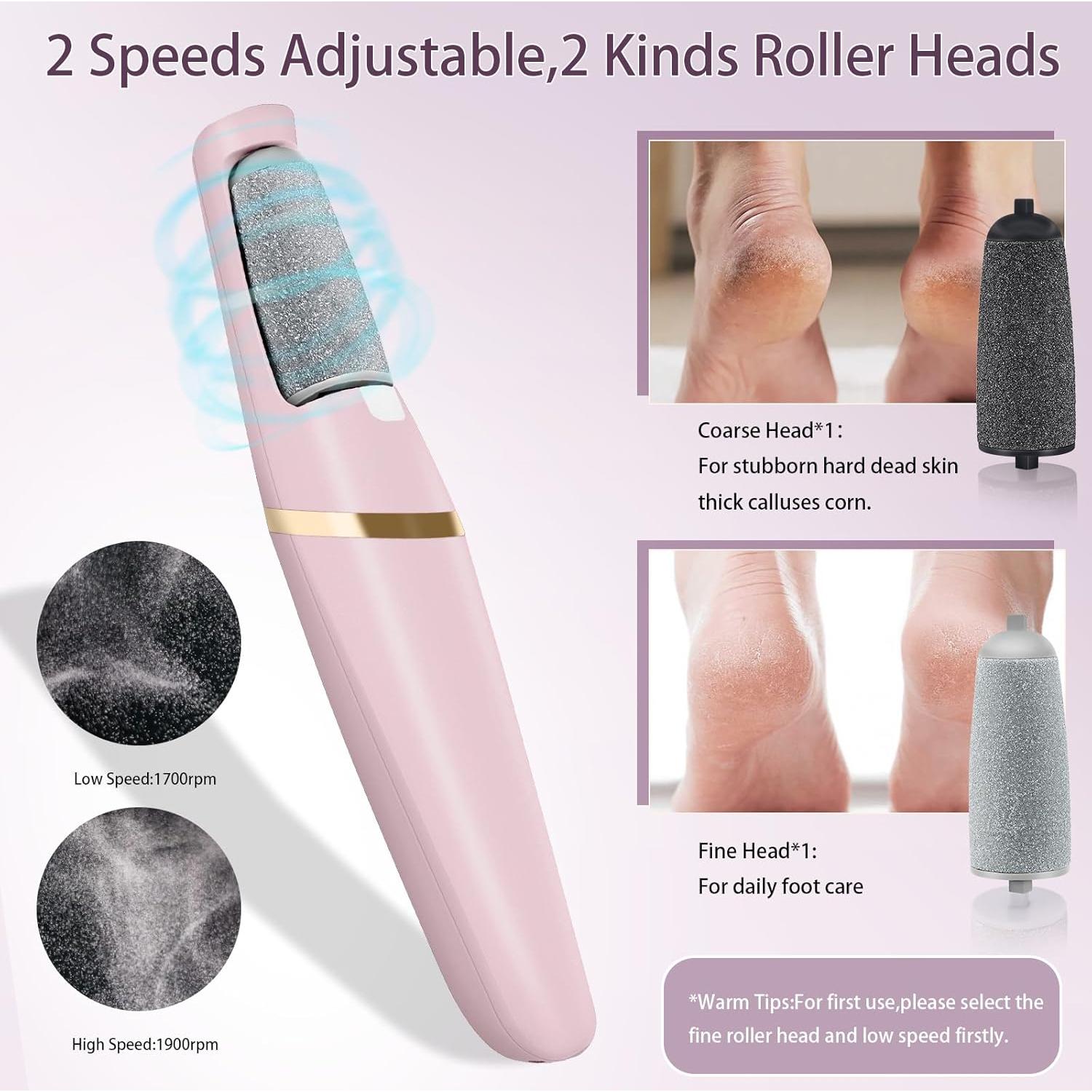 Removedor de Callos Eléctrico Conhaze Rosa, 2 Rodillos, 2 Velocidades