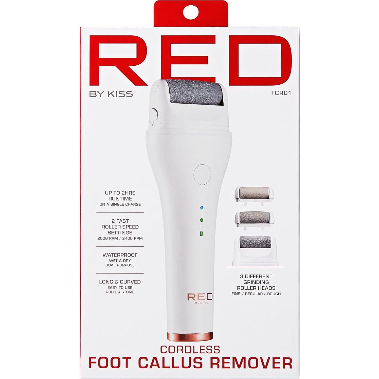 Removedor de Callos Eléctrico Inalámbrico Red by Kiss - 3 Rodillos