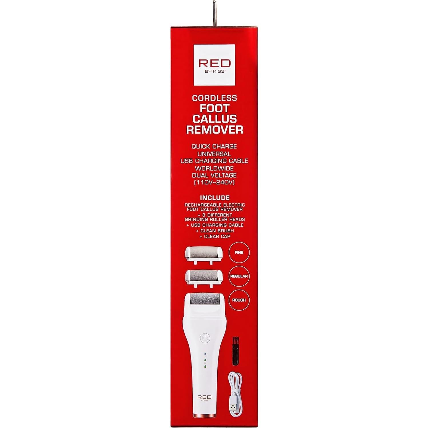 Removedor de Callos Eléctrico Inalámbrico Red by Kiss - 3 Rodillos